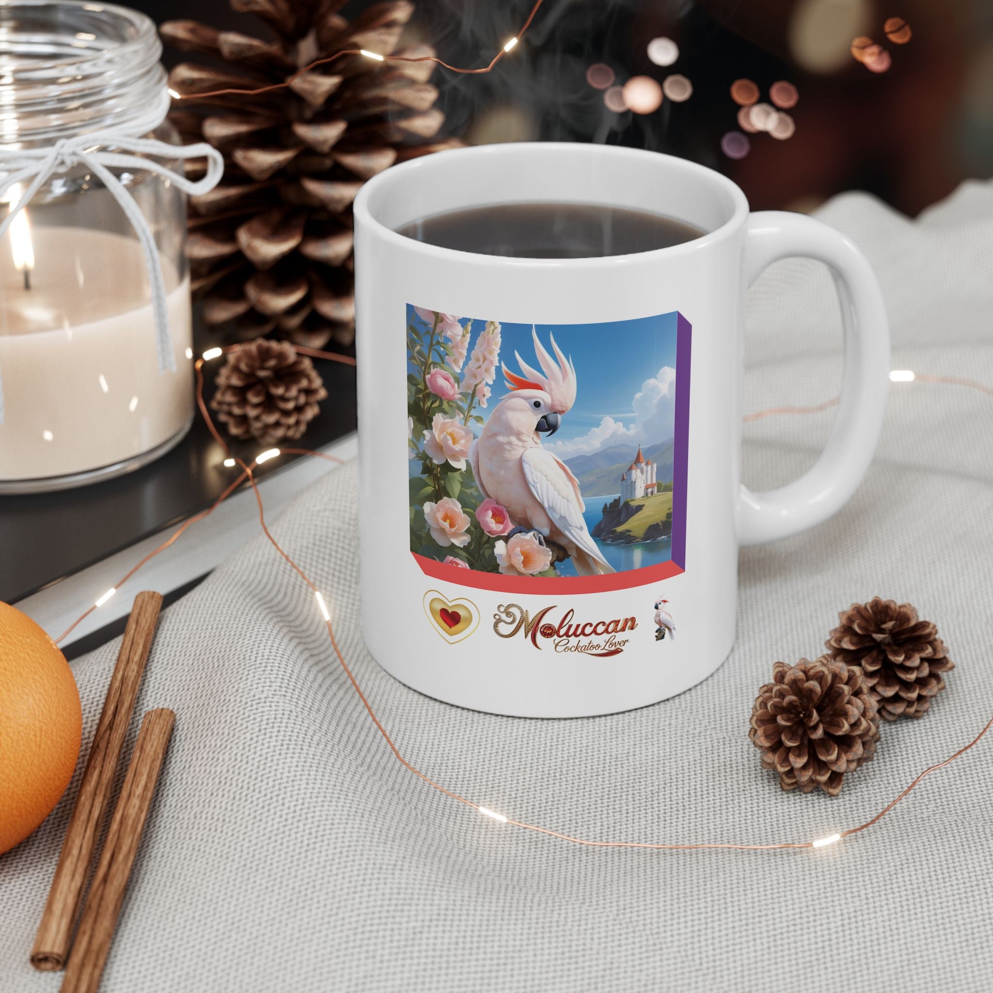 Moluccan Cockatoo Lover Floral Mug