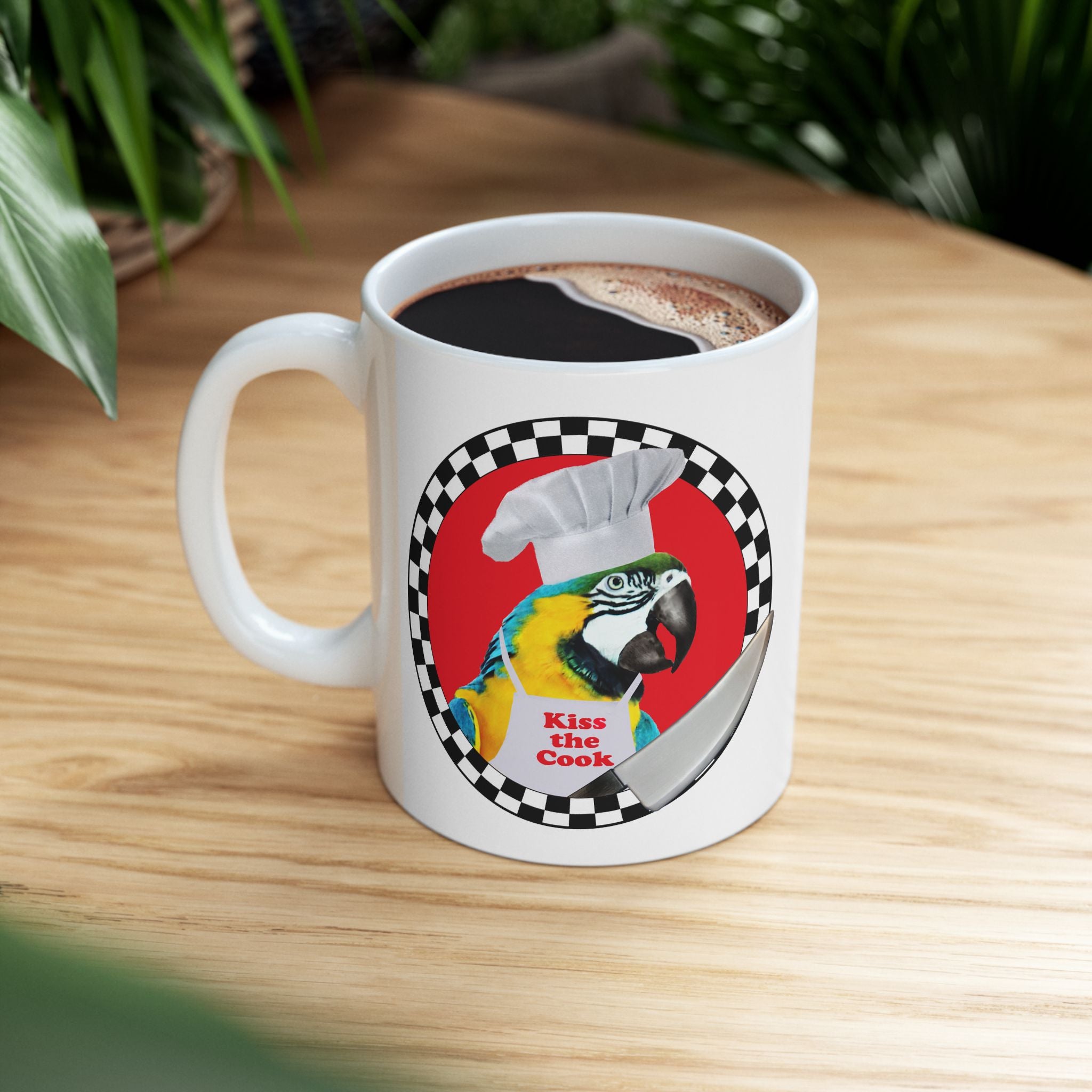 Kiss The Cook Blue And Gold Mug