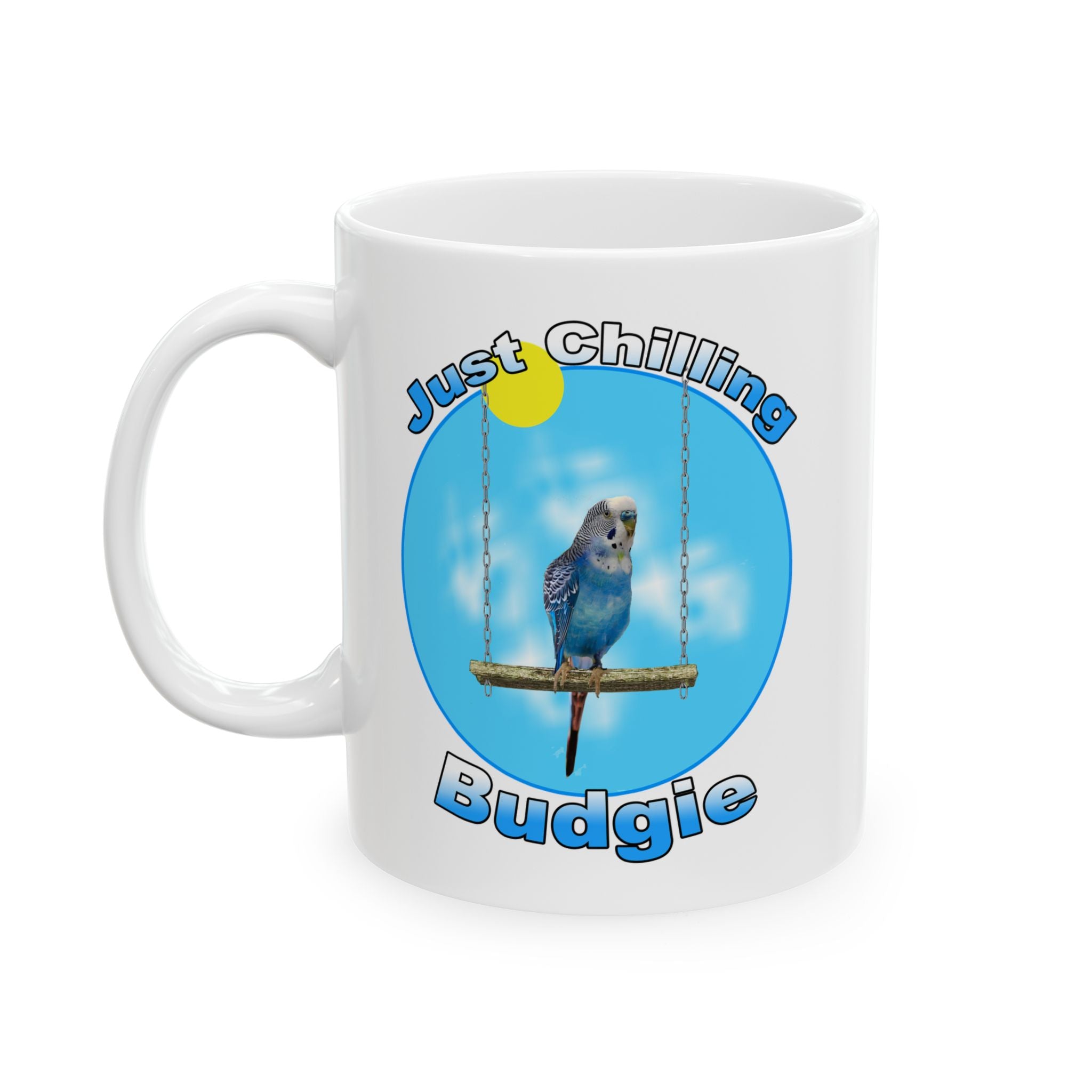 Just Chilling Swing Blue Budgie Mug