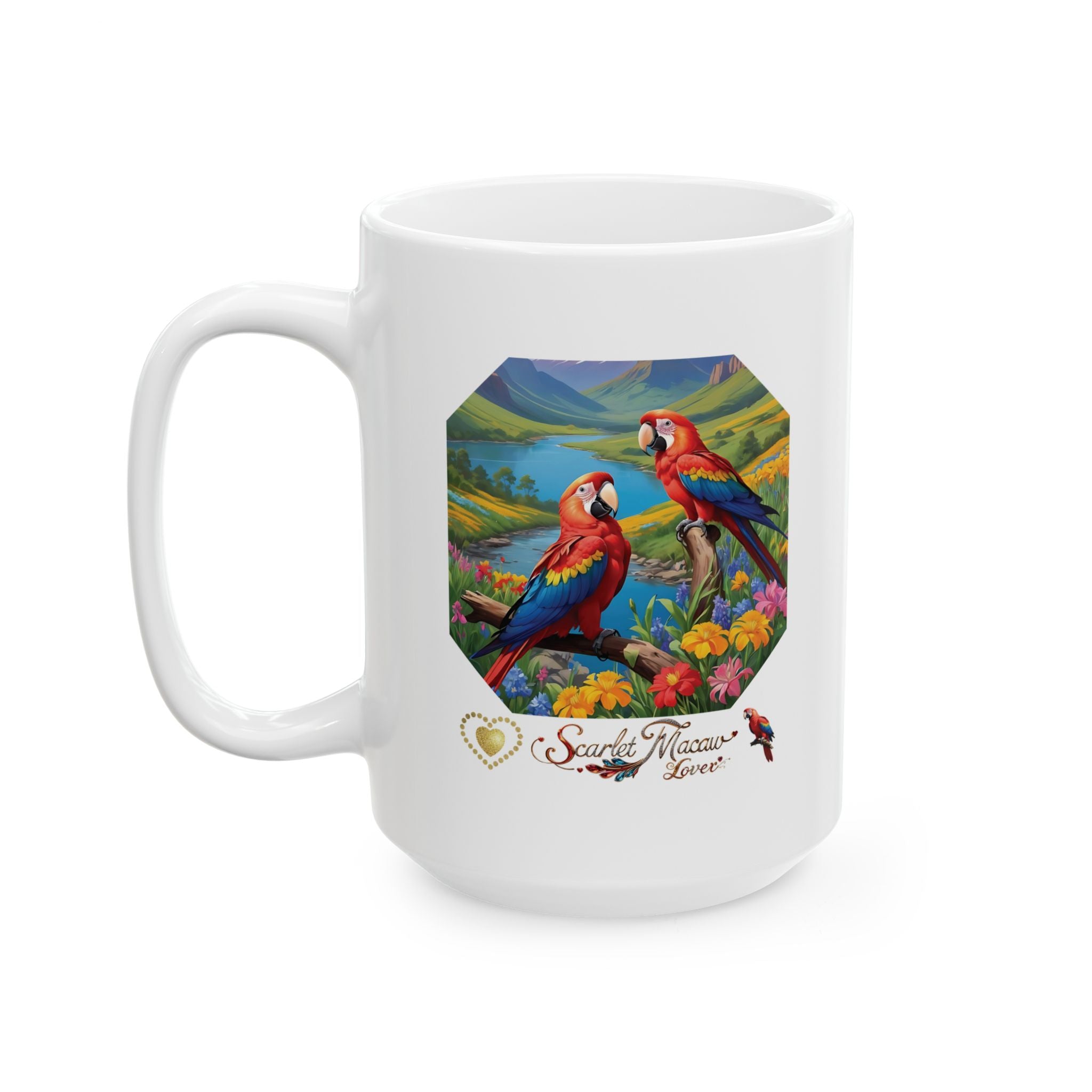 Scarlet Macaw Lover Floral Mug