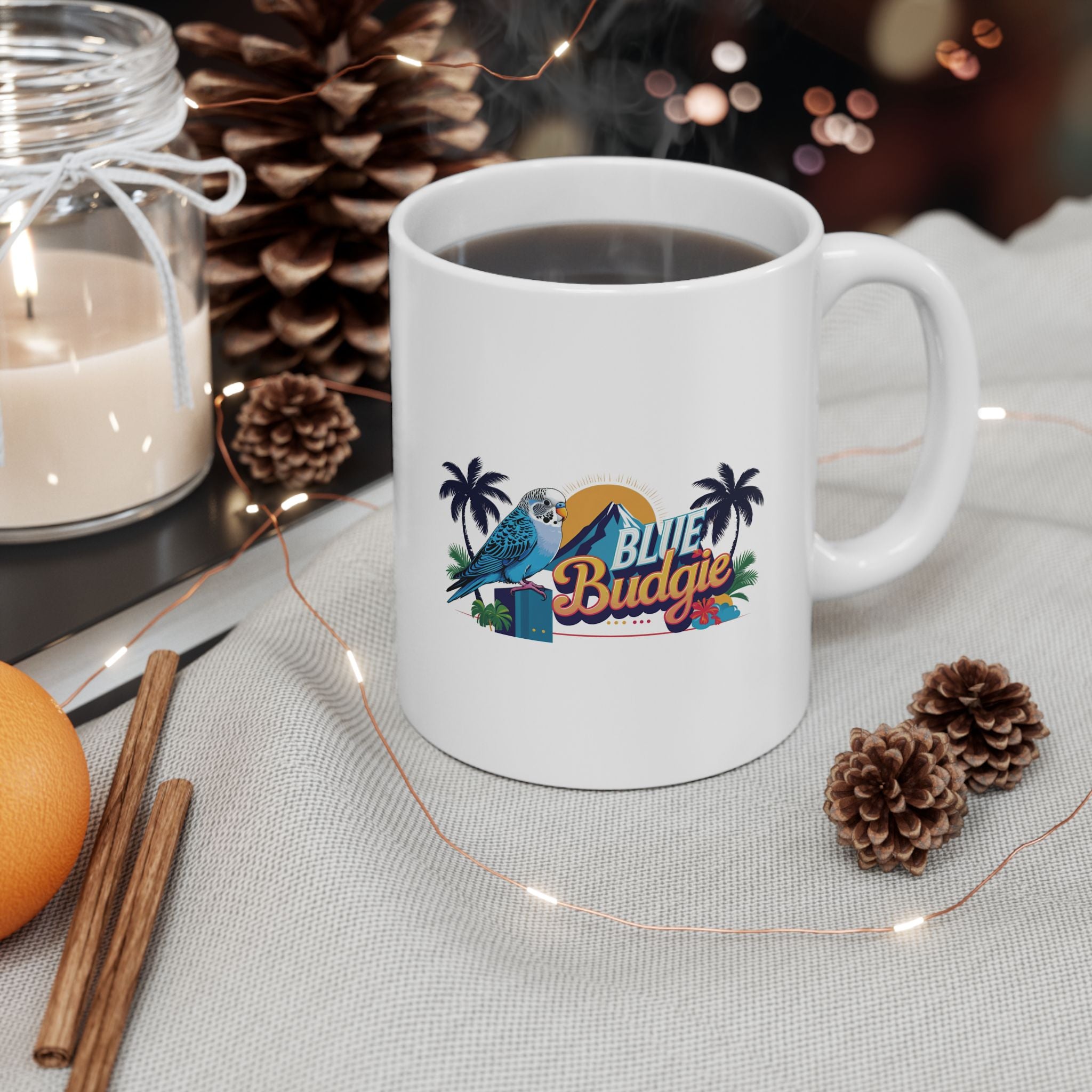 Blue Budgie Sunset Mountain Mug