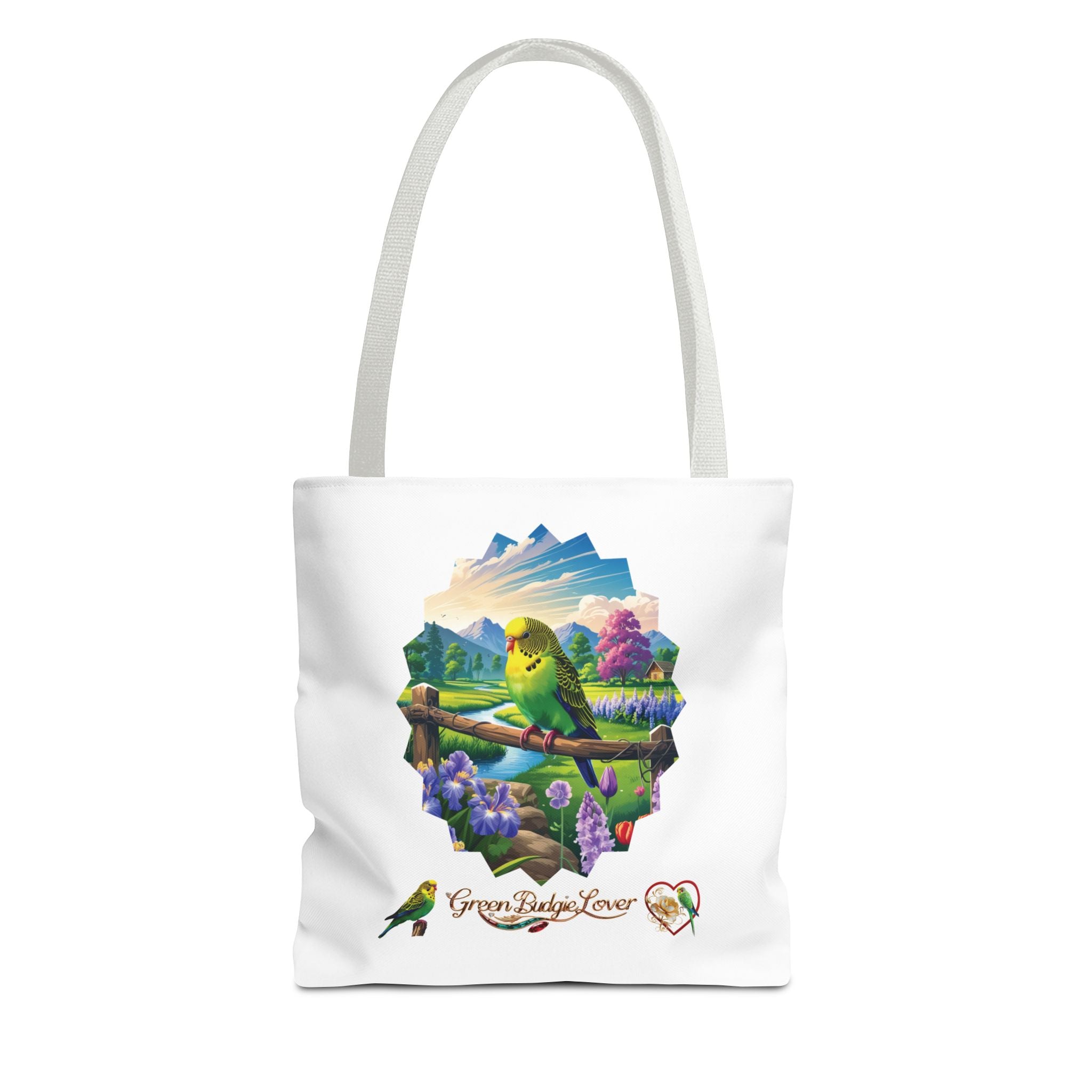 Floral Green Budgie Lover Tote Bag