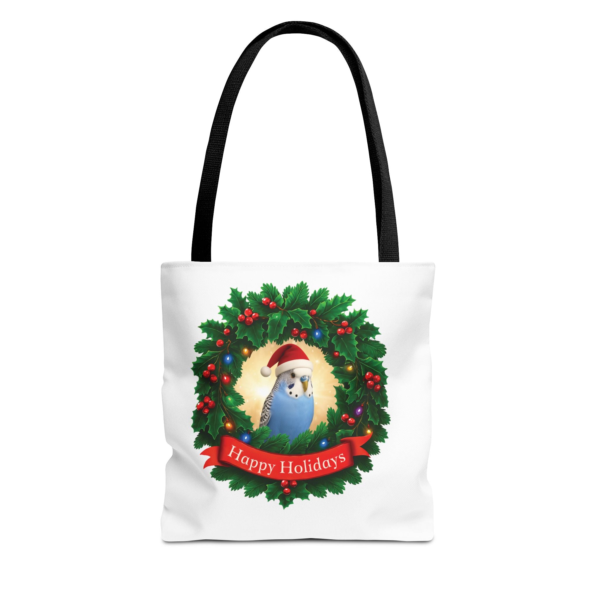 Happy Holidays Blue Budgie Tote Bag