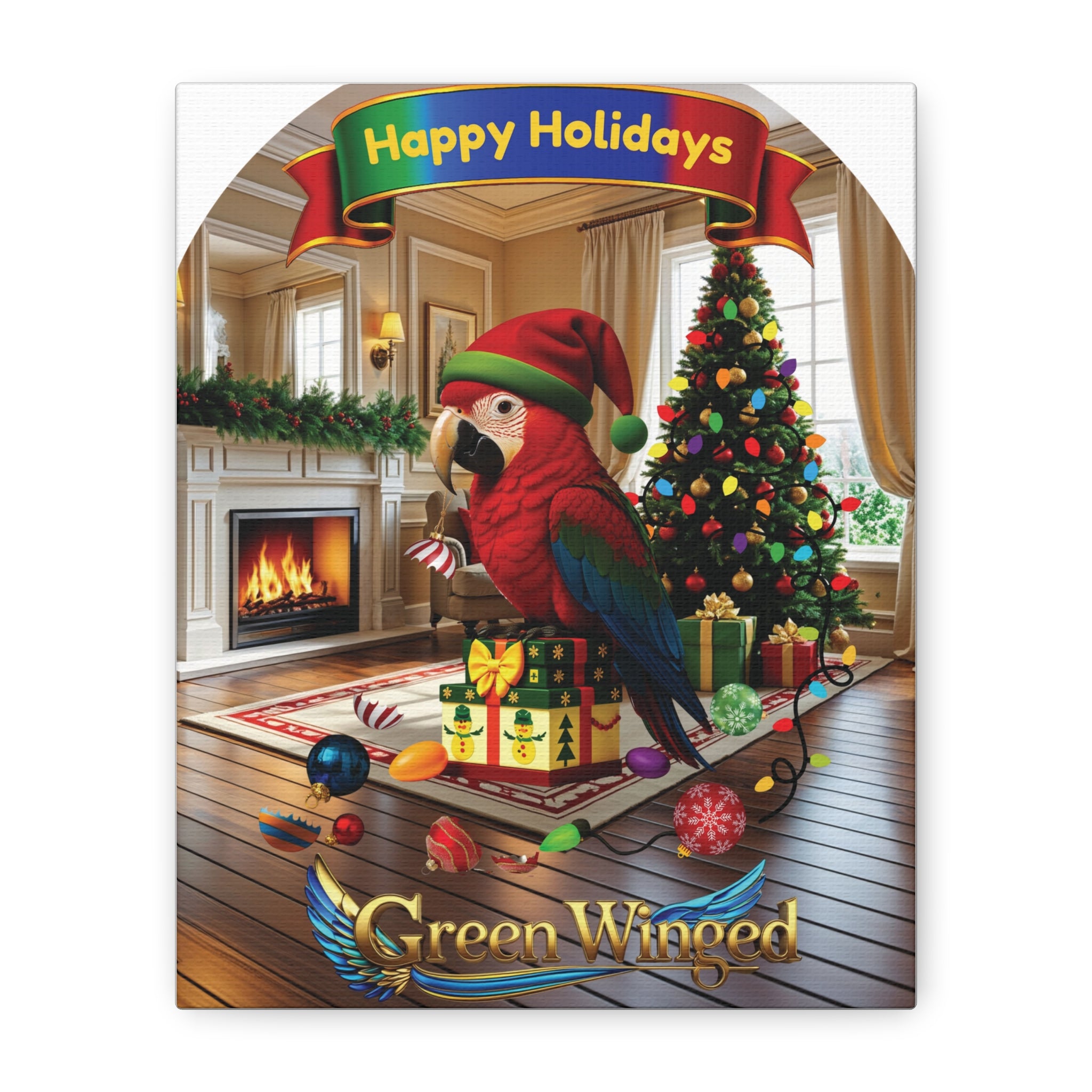 Happy Holidays Green-Winged Wall-Hanging