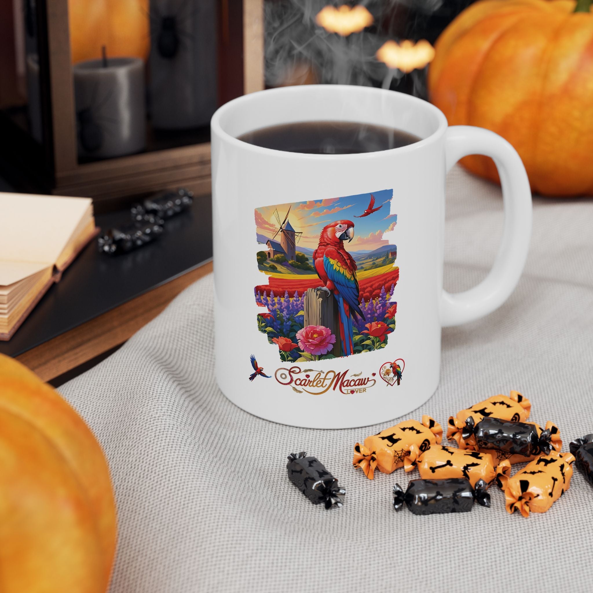 Floral Scarlet Macaw Lover Mug