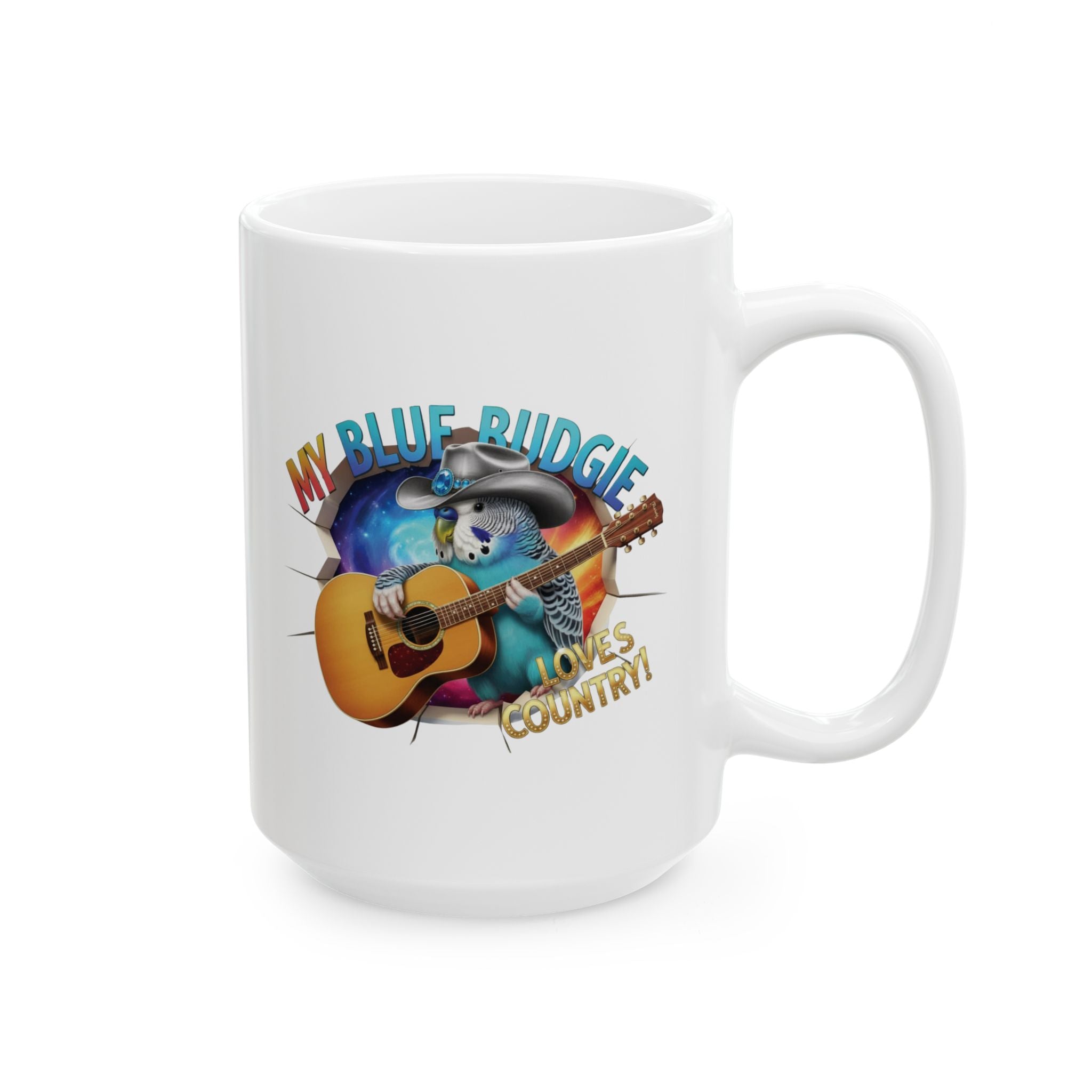 Blue Budgie Loves Country Mug