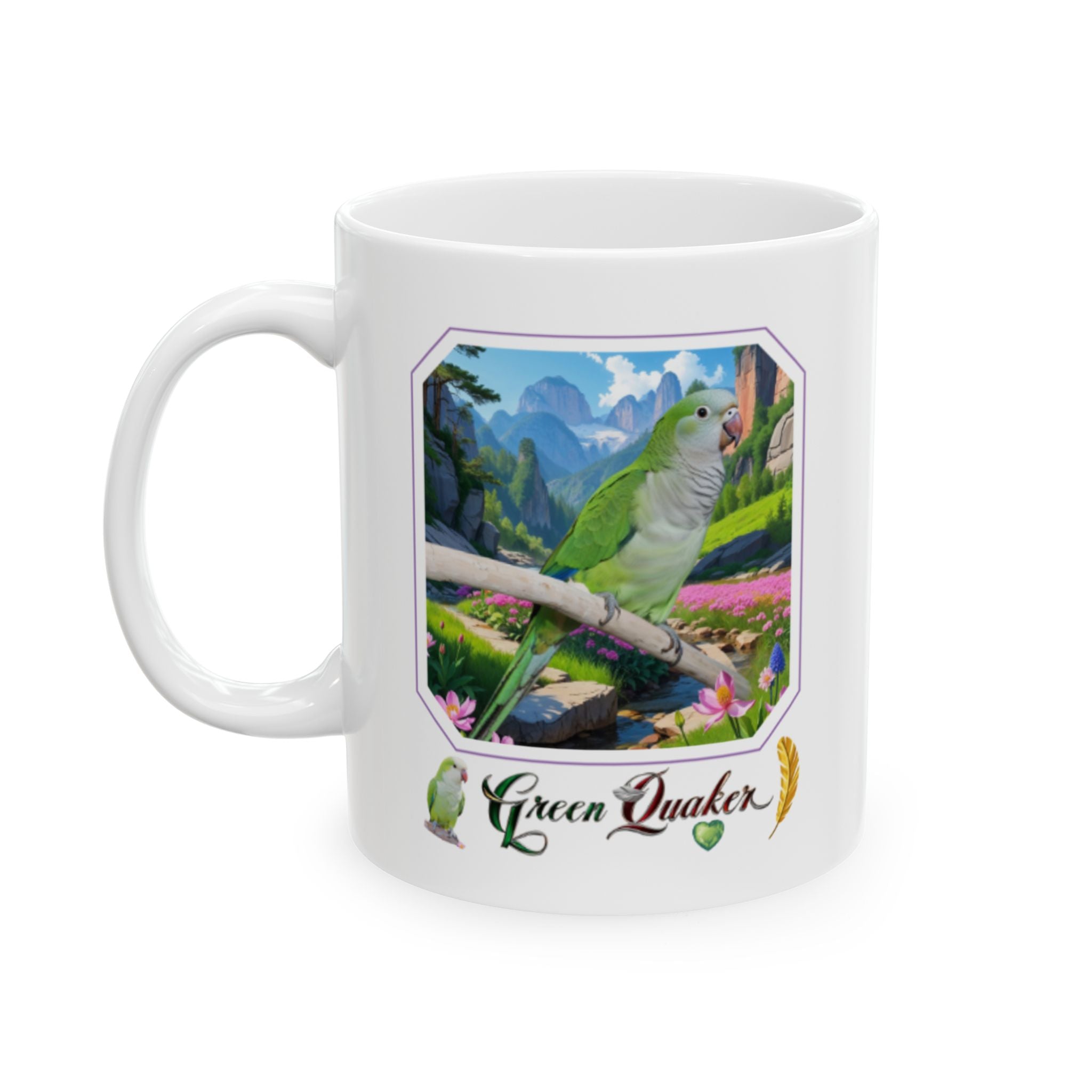 Green Quaker Floral Scenic Mug