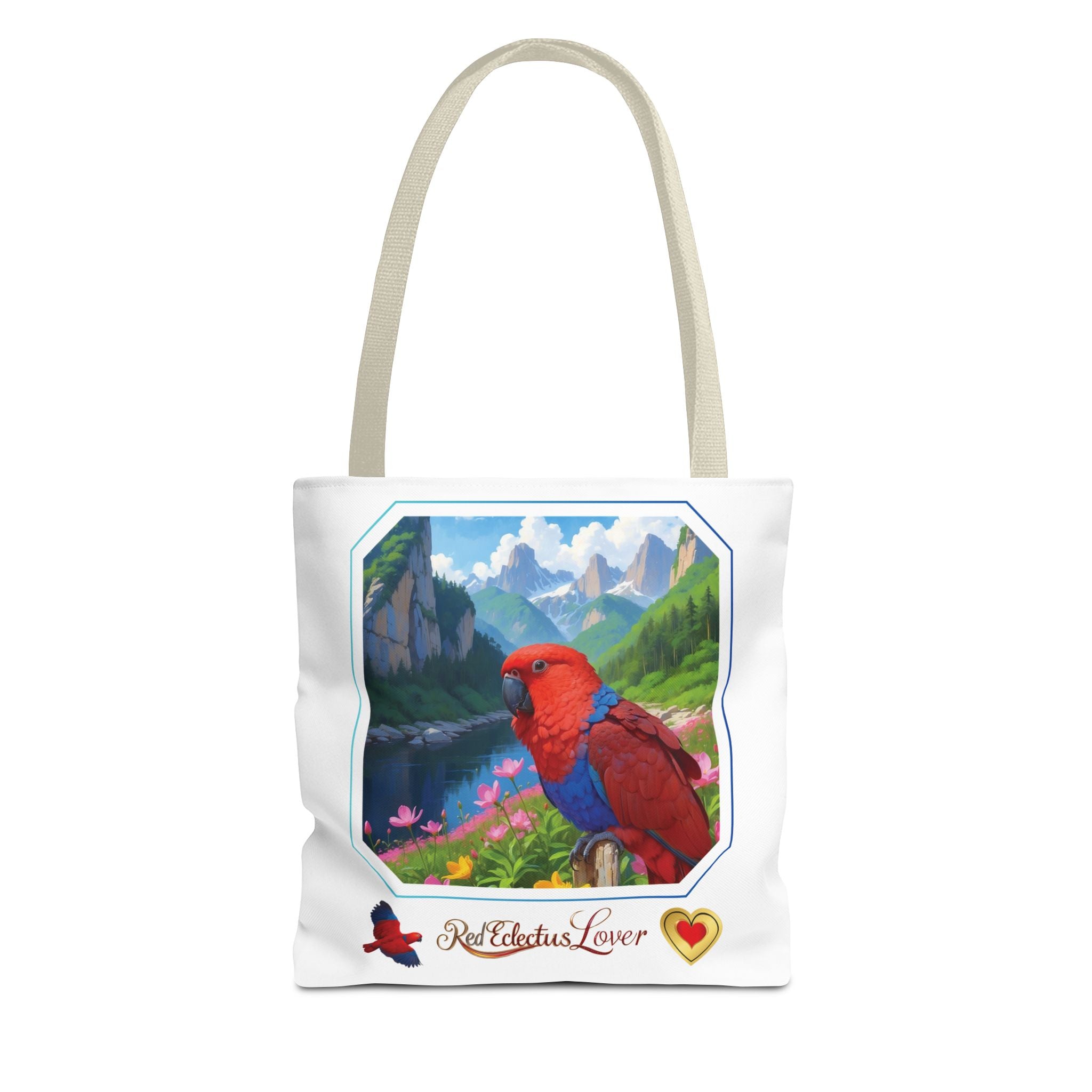 Floral Red Eclectus Lover Tote Bag