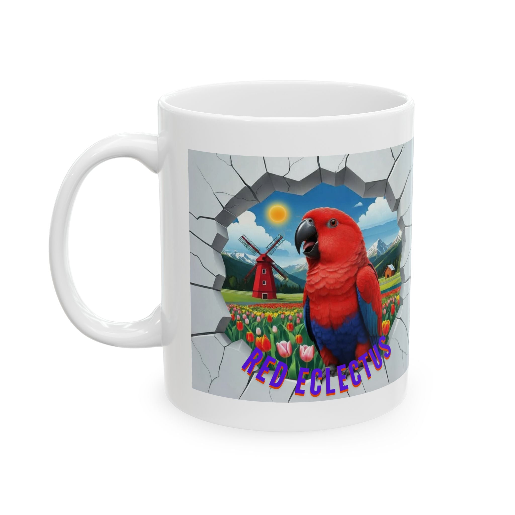 Red Eclectus Tulip Windmill Field Mug