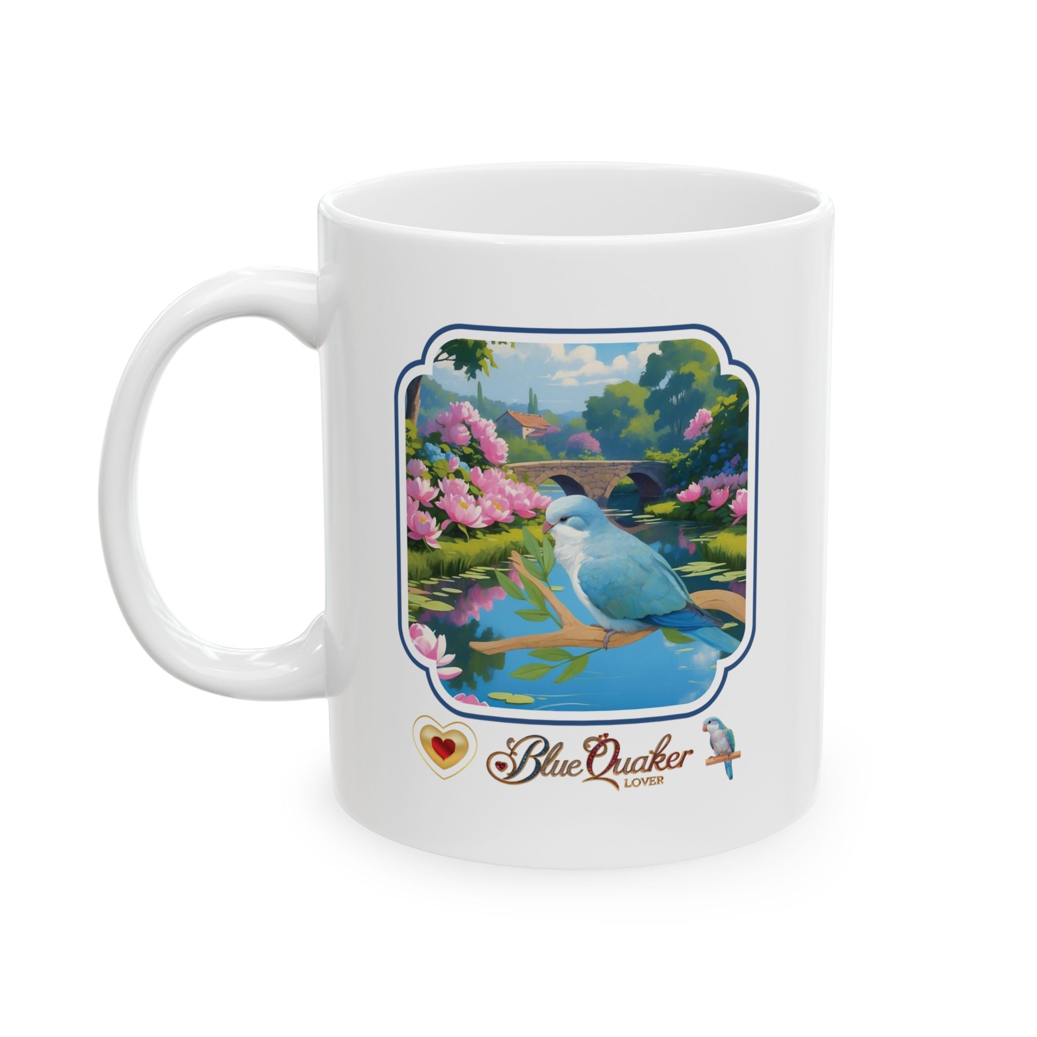 Floral Lake Blue Quaker Mug