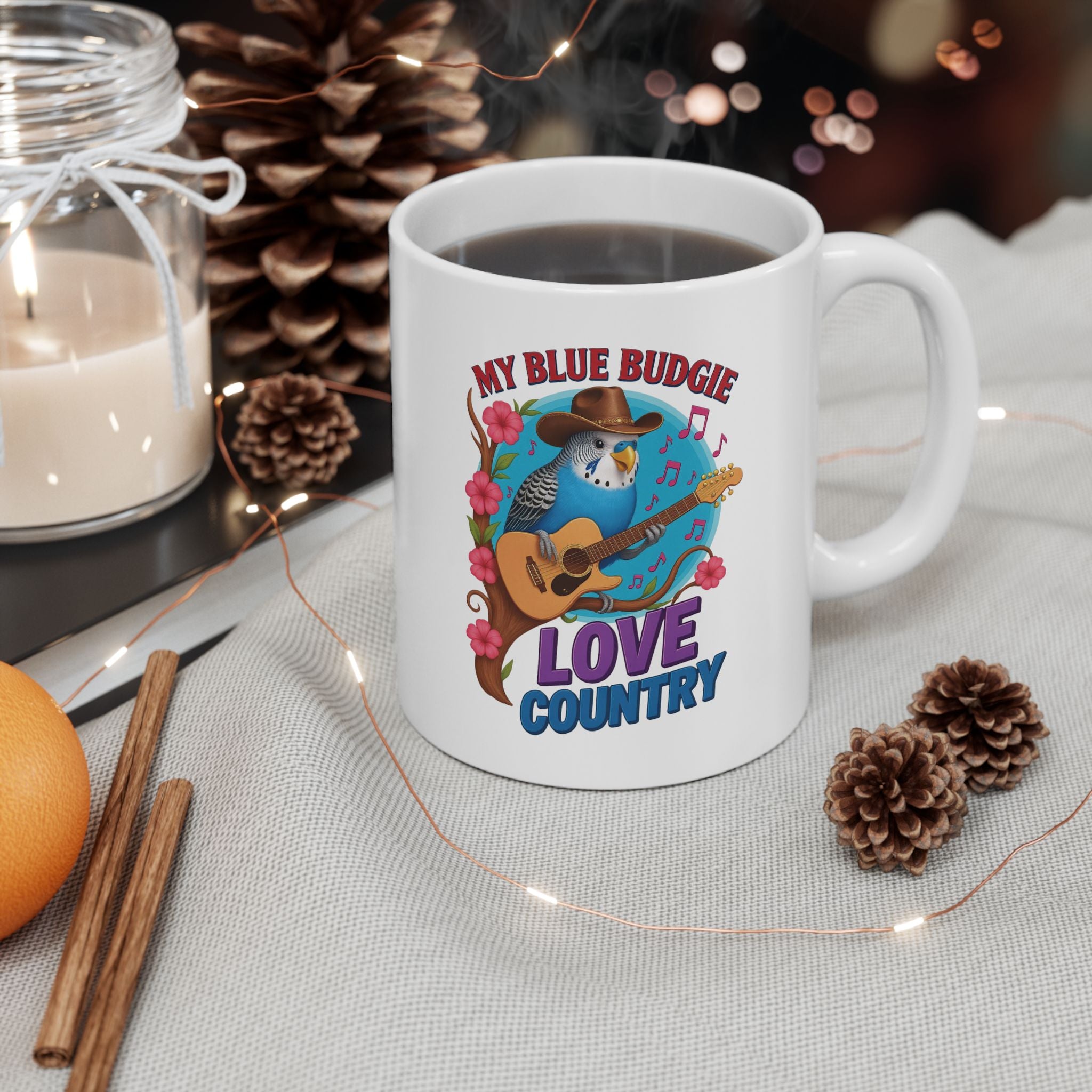 My Blue Budgie Loves Country Mug