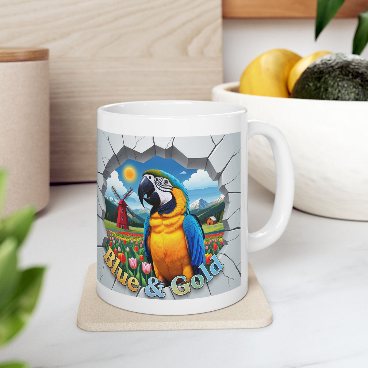 Blue and Gold Meadow Scenic Mug
