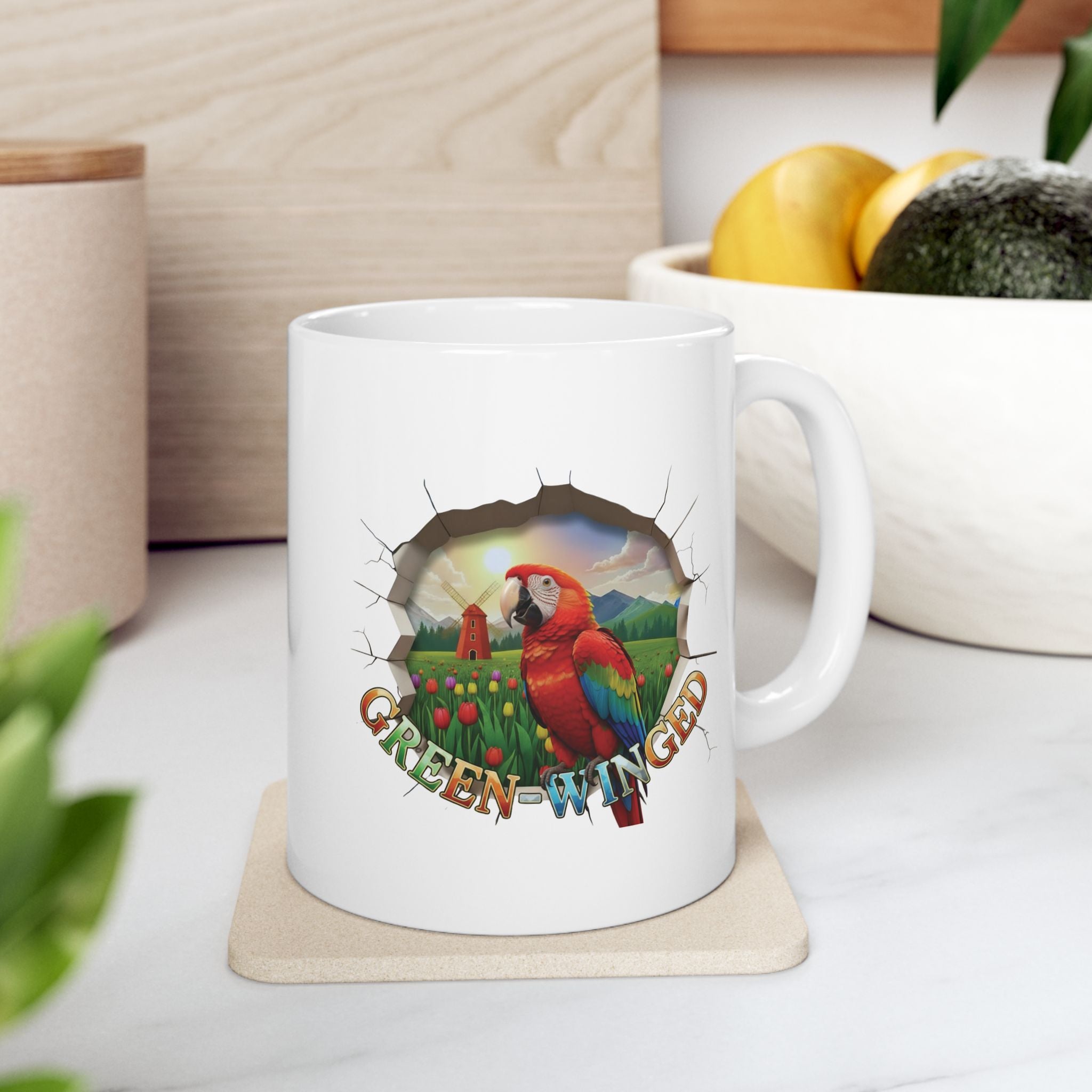 Green Winged Tulip Windmill Mug