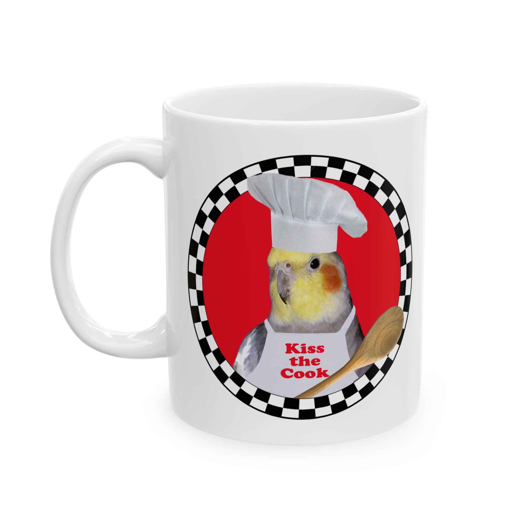 Kiss The Cook Spoon Cockatiel Mug
