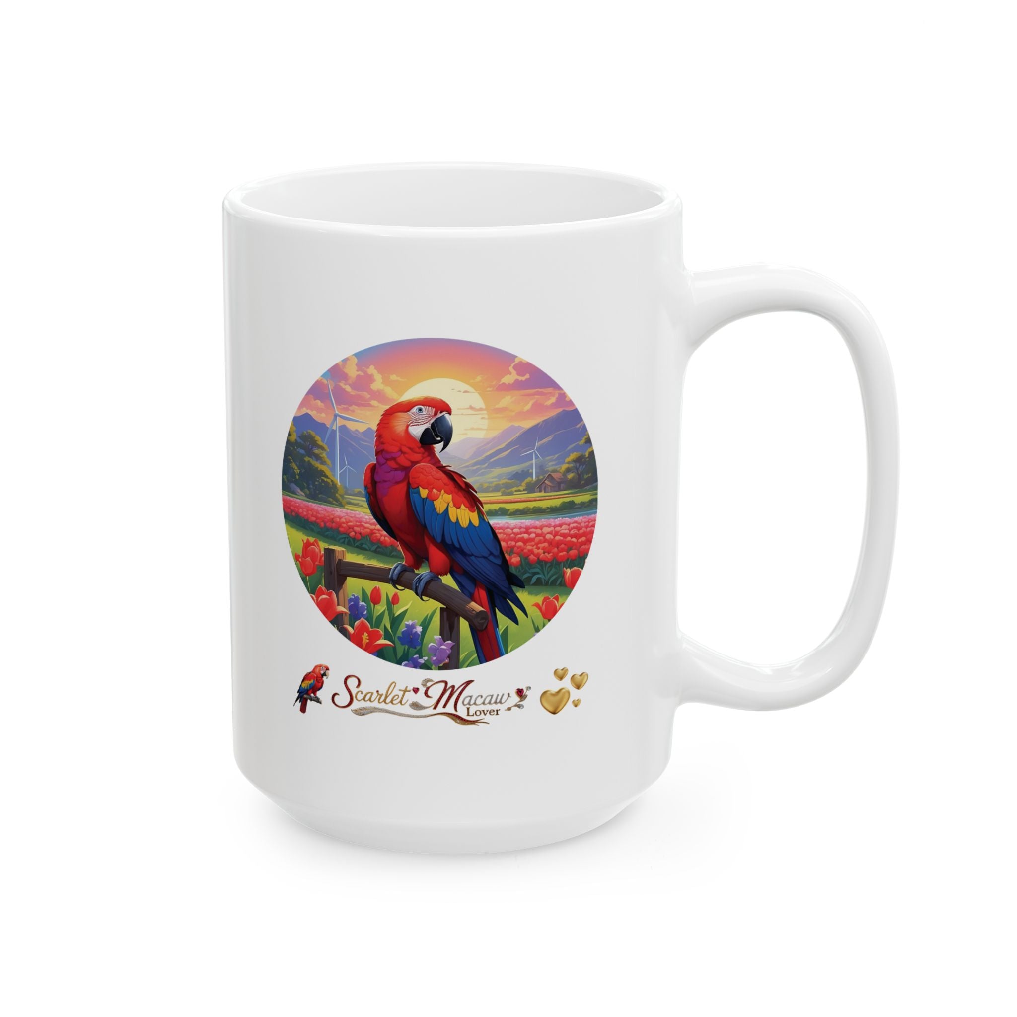 Scarlet Macaw Lover Floral Mug