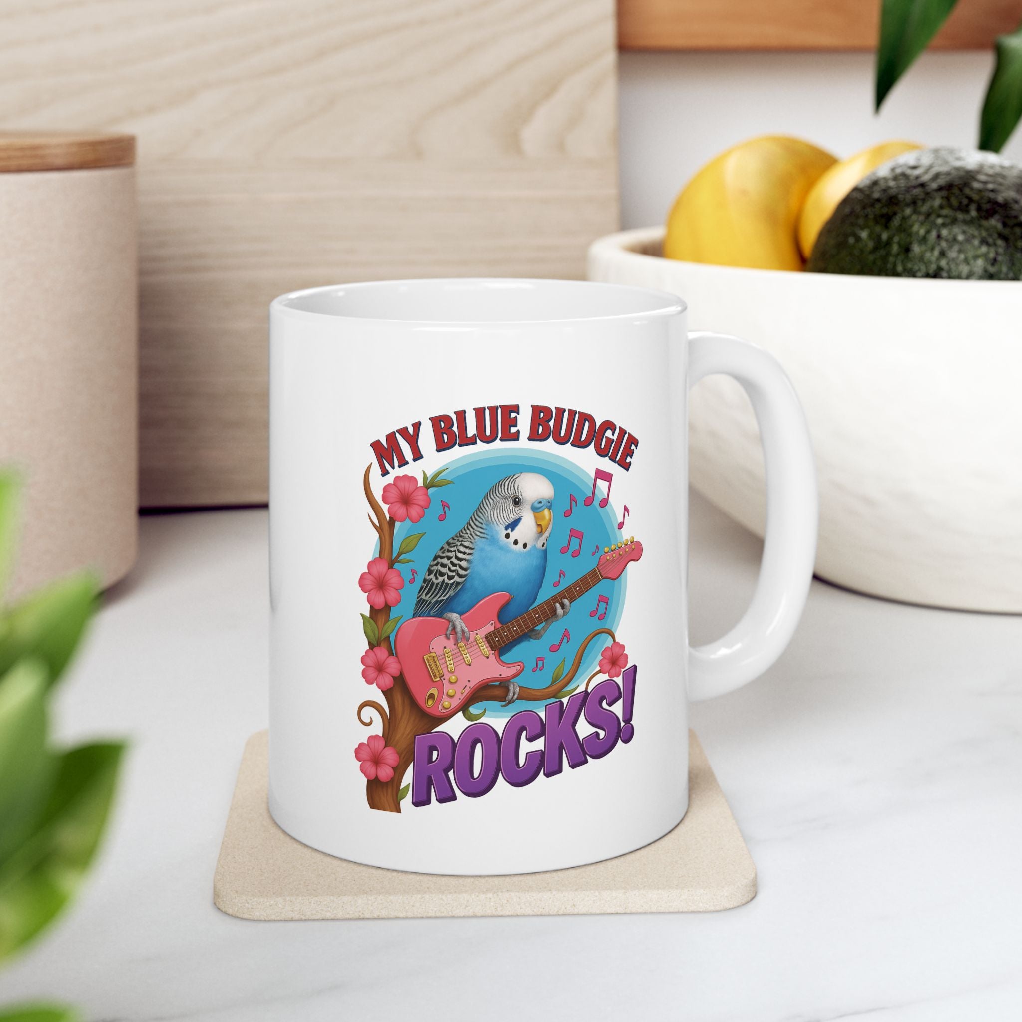 My Blue Budgie Rocks Music Mug
