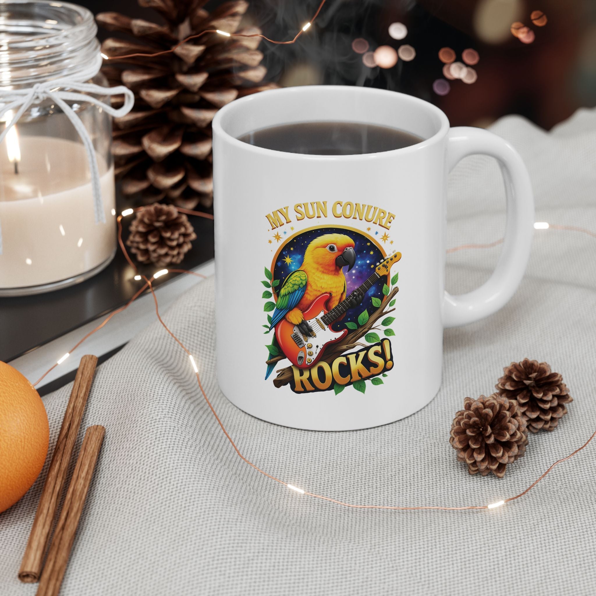 Sun Conure Rocks Music Mug