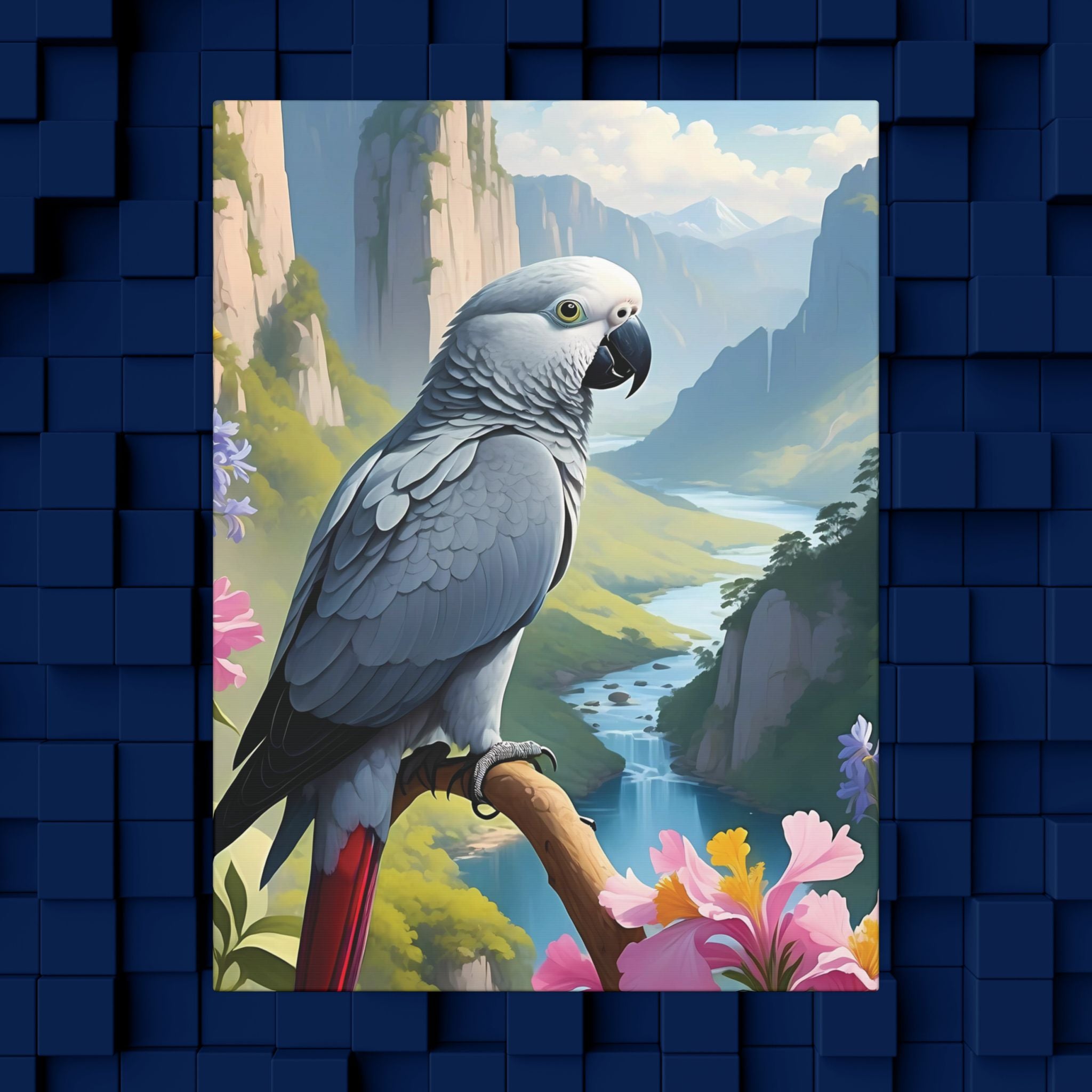 African Grey Parrot Canvas Wall Hangings