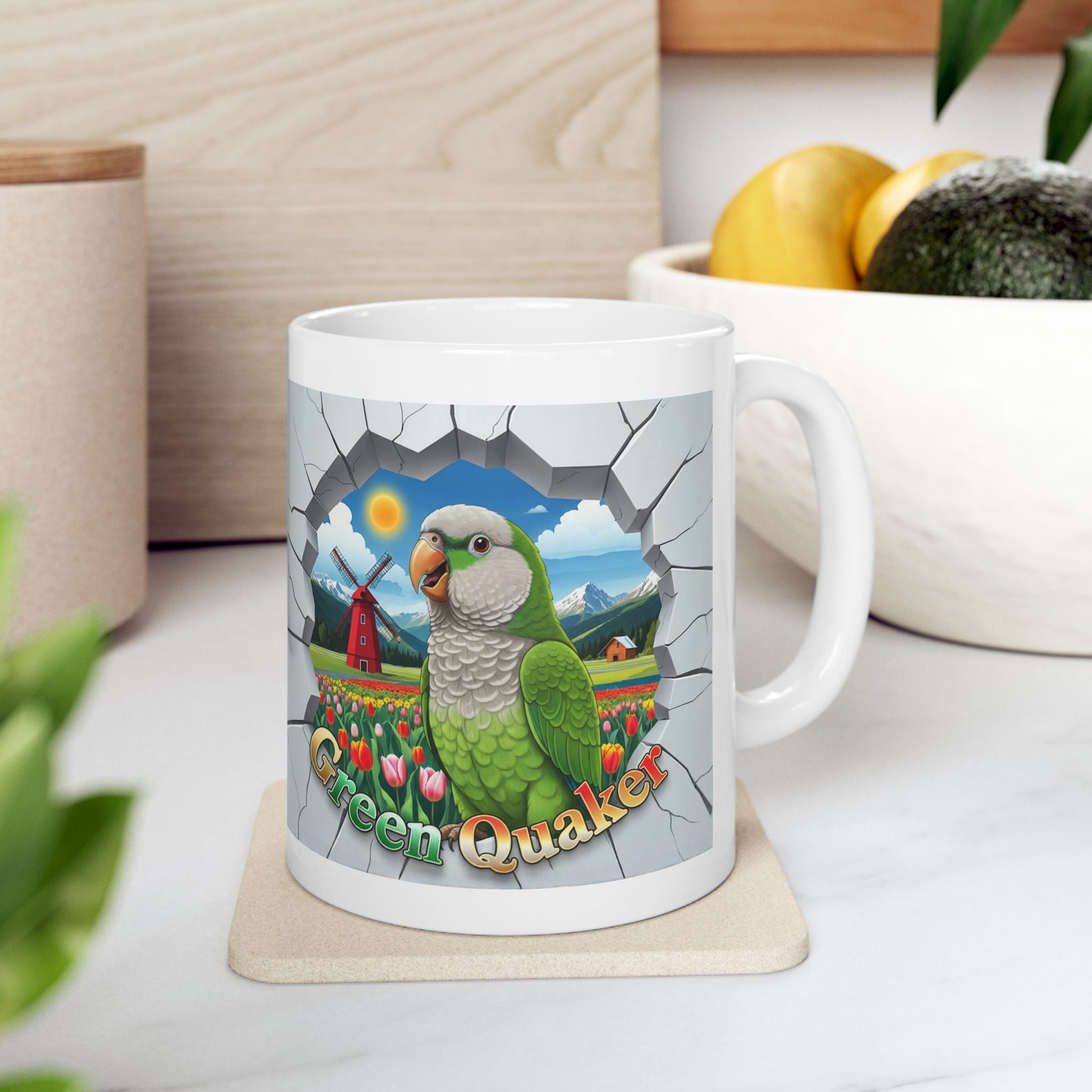 Green Quaker Floral Field Mug