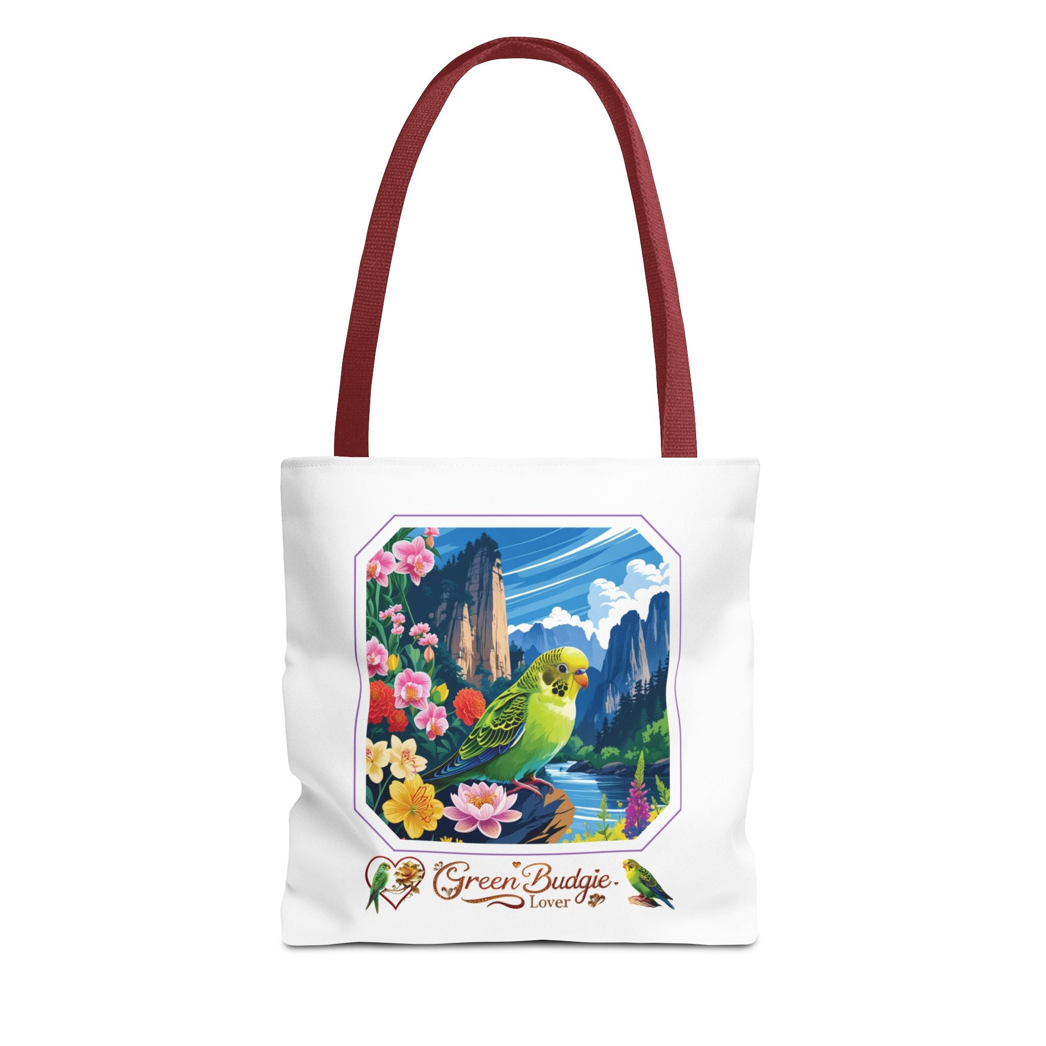 Green Budgie Lover Floral Tote Bag