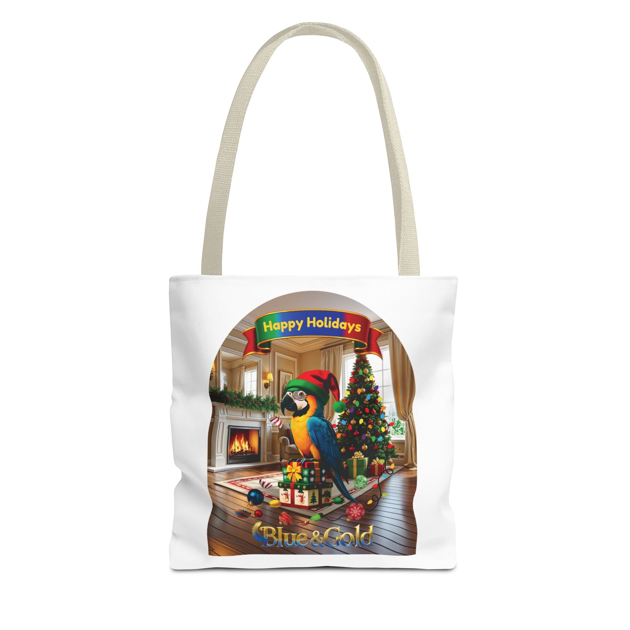 Happy Holidays Blue & Gold Tote Bag