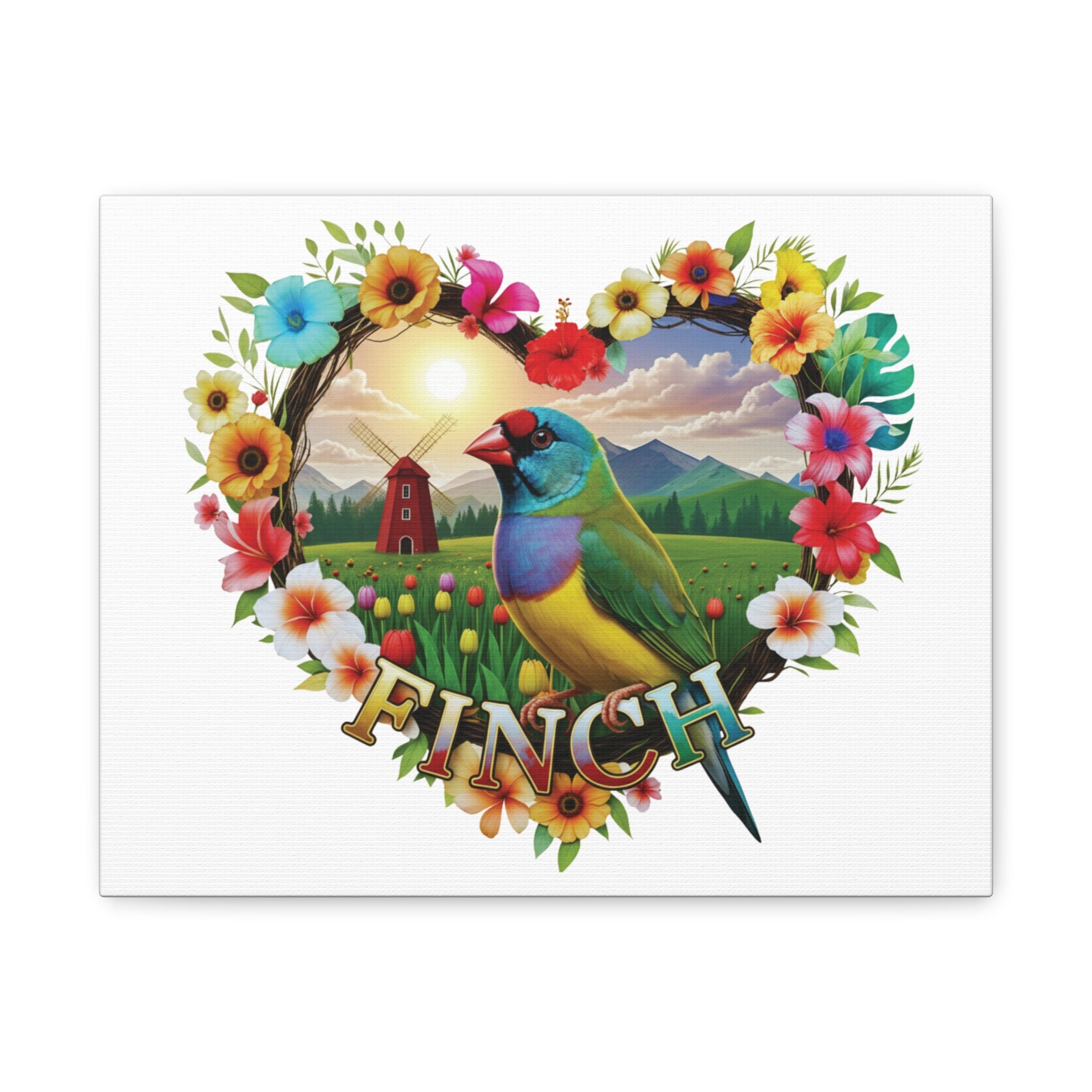 Floral Finch Bird Wall-Hanging