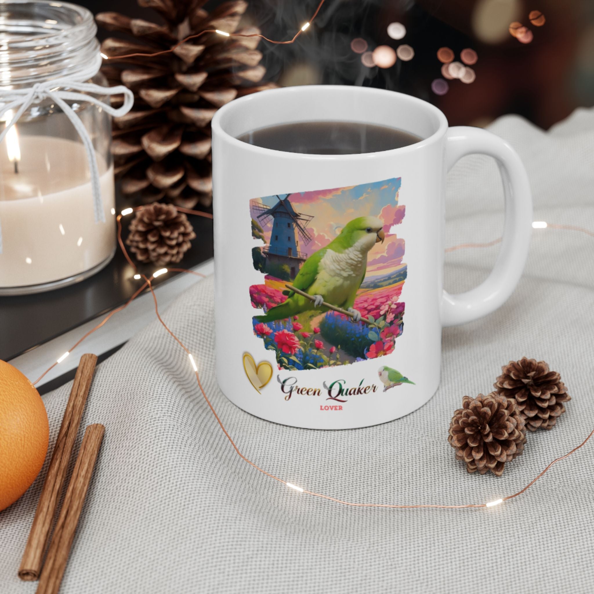 Green Quaker Lover Floral Mug