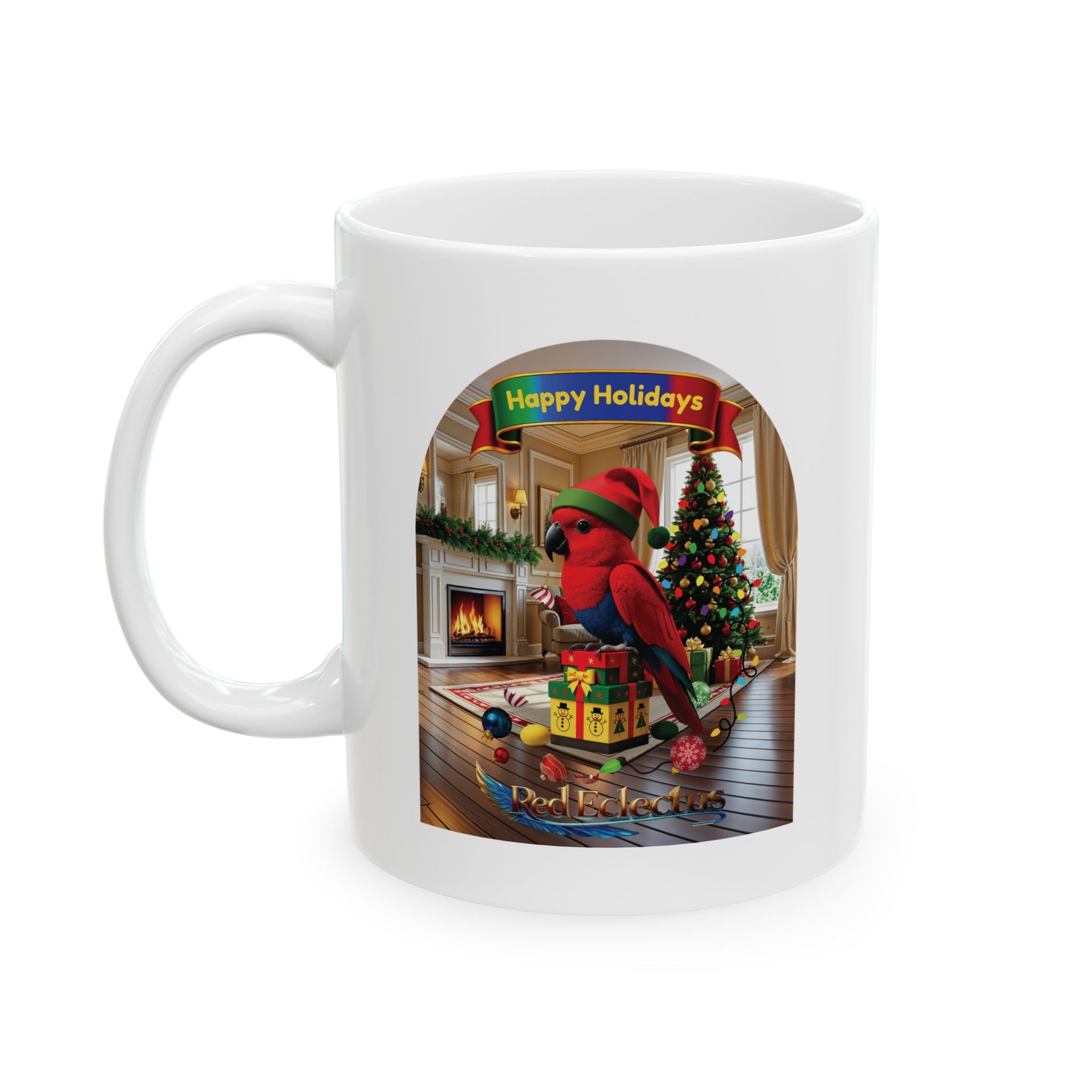 Happy Holidays Red Eclectus Mug