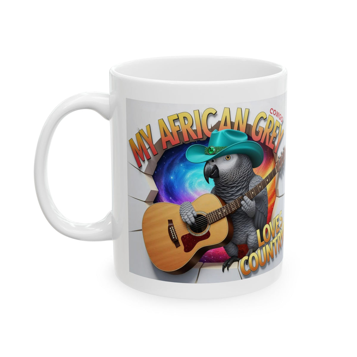 African Grey Congo Loves Country Mug