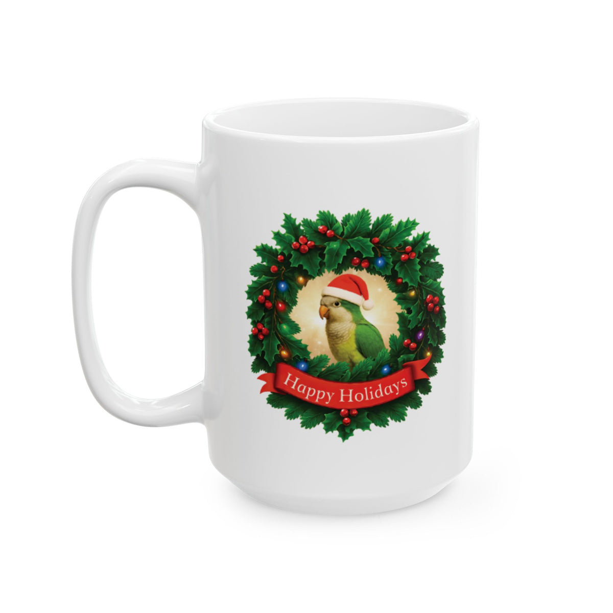 Happy Holidays Green Quaker Mug