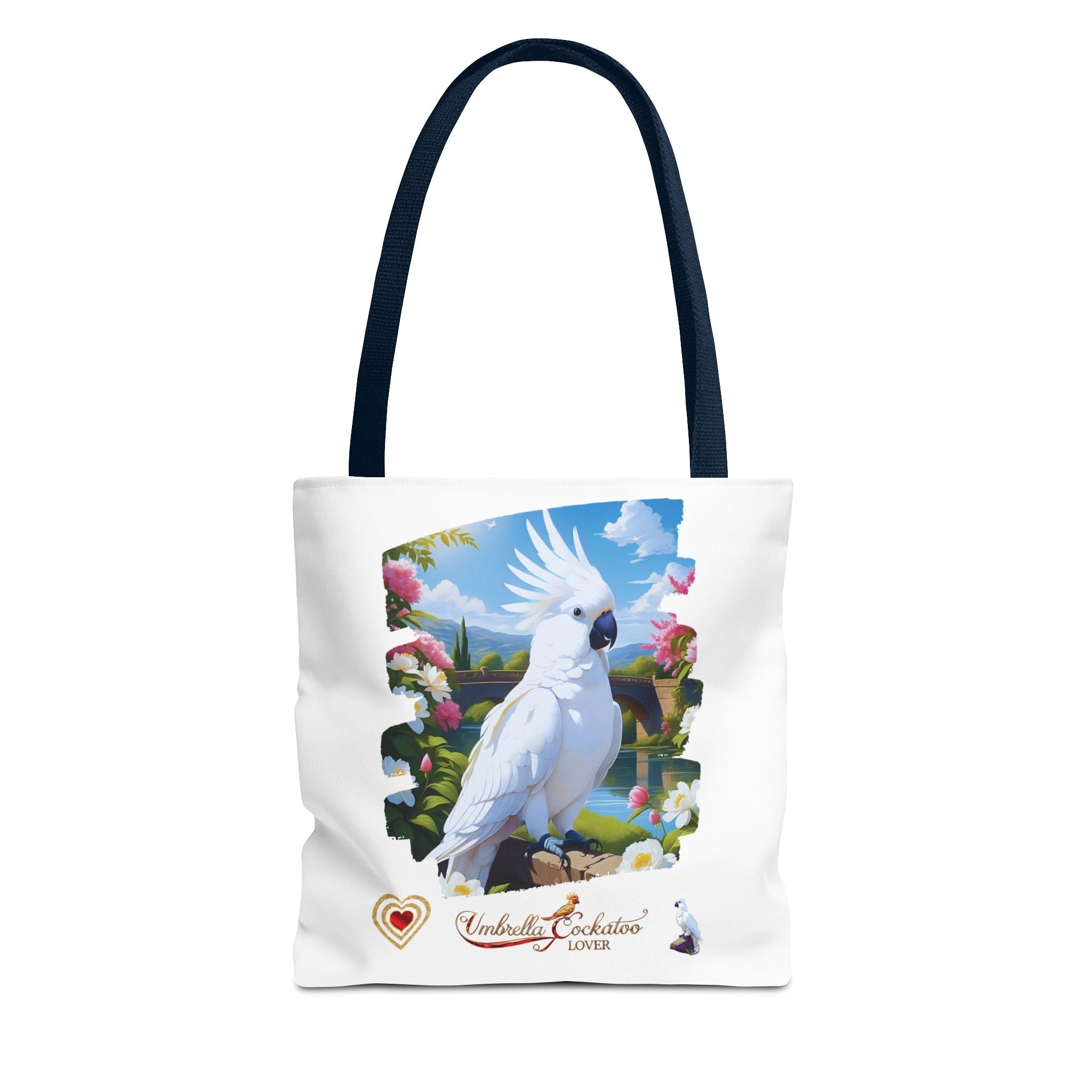 White Umbrella Cockatoo Lover Floral Tote Bag