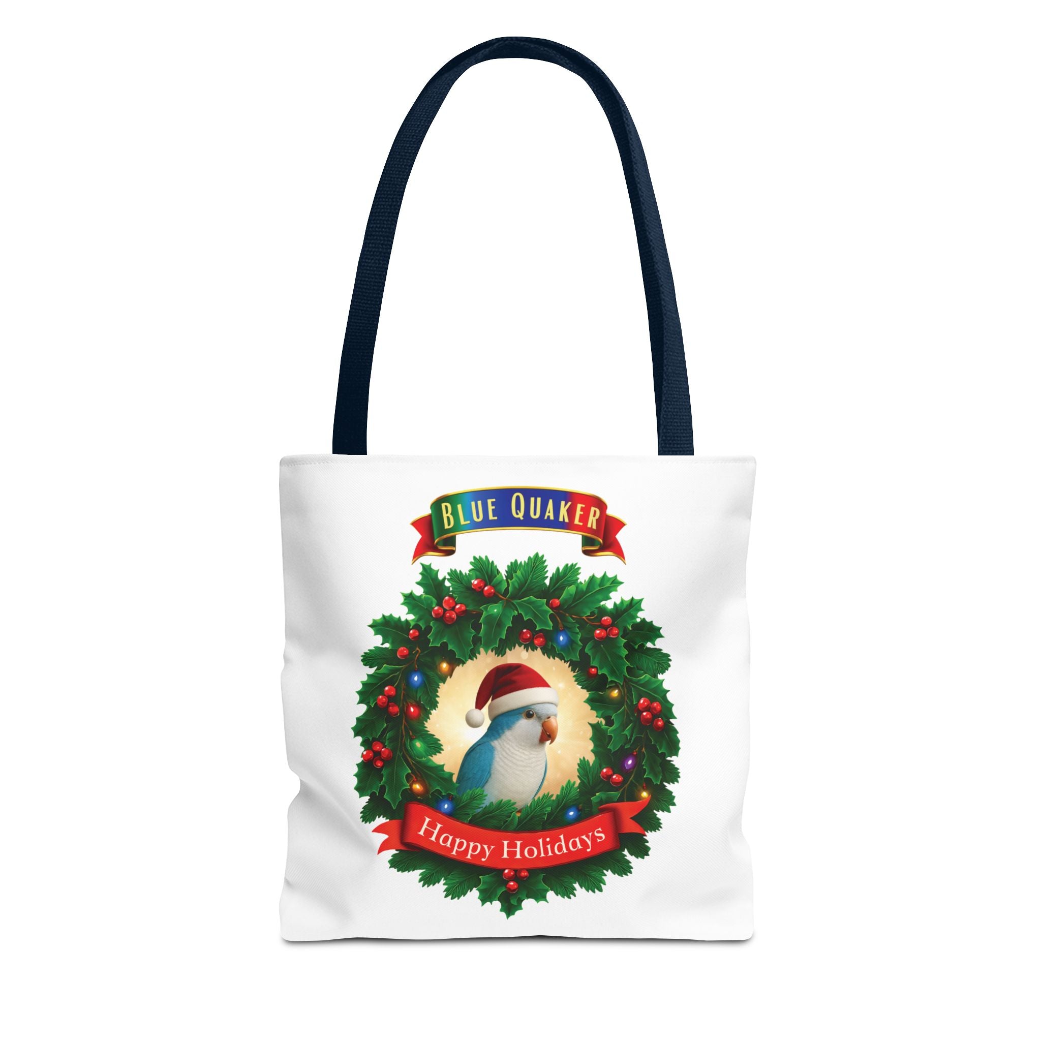 Happy Holidays Blue Quaker Tote Bag