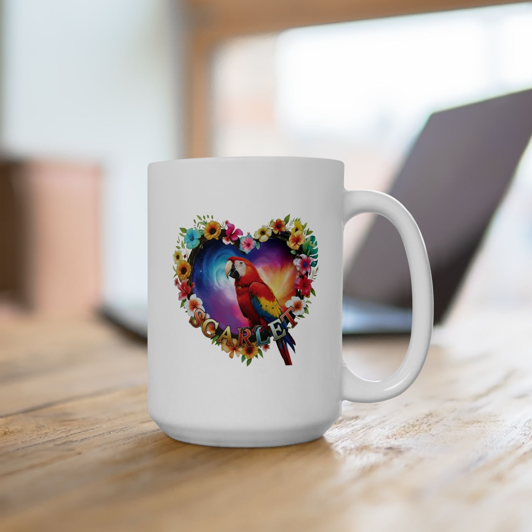 Scarlet Floral Parrot Mug