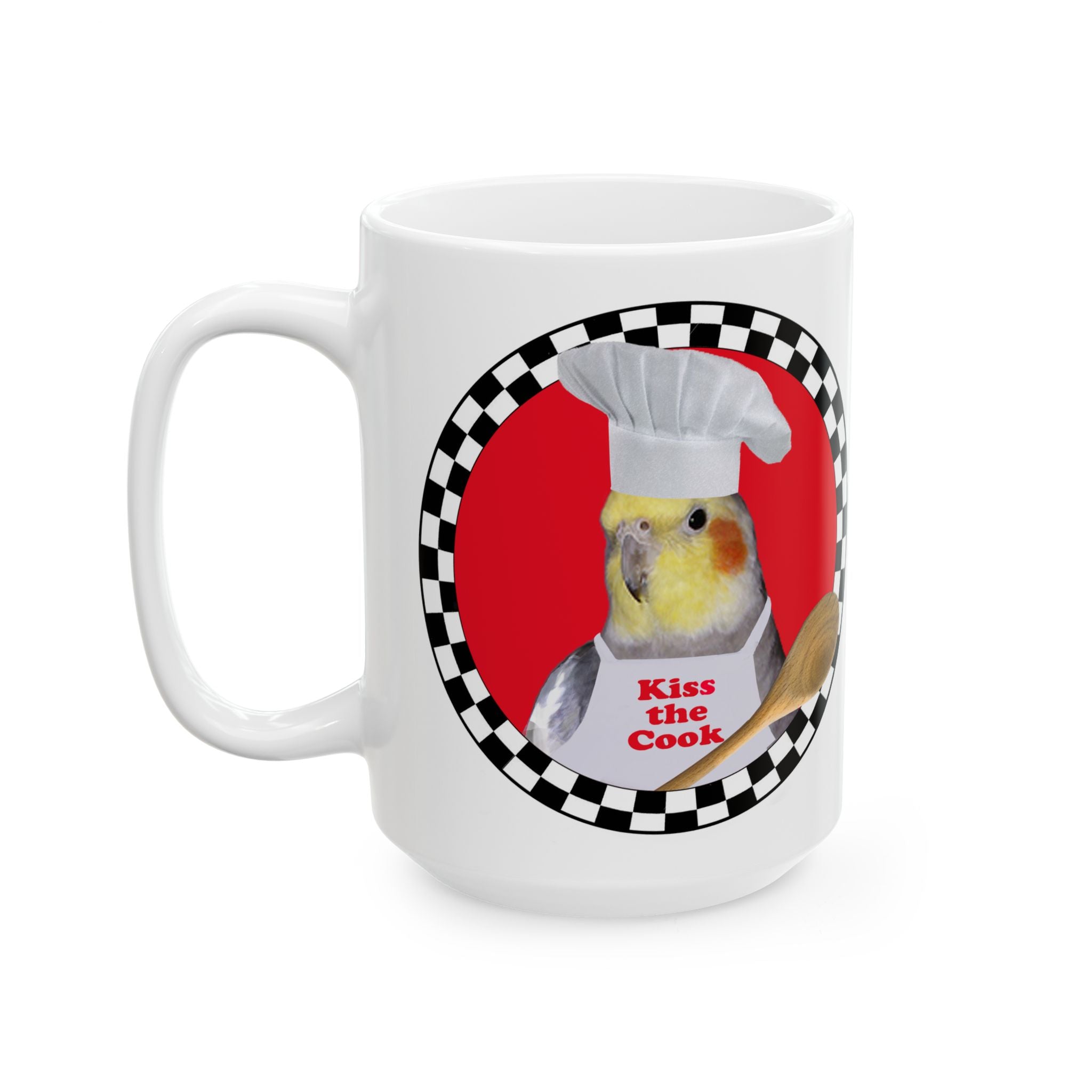 Kiss The Cook Spoon Cockatiel Mug