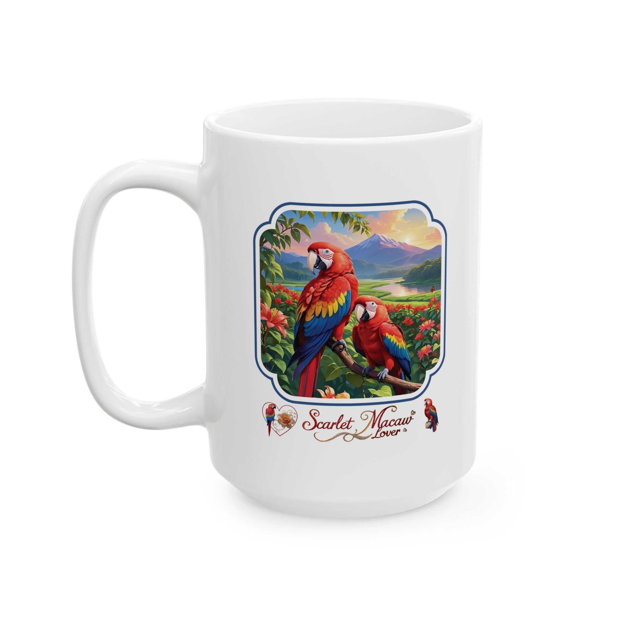 Scarlet Macaw Lover Floral Mug