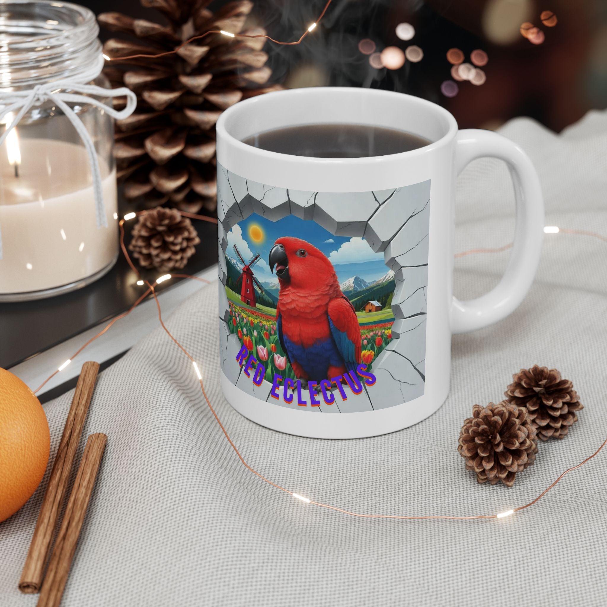 Red Eclectus Tulip Windmill Field Mug