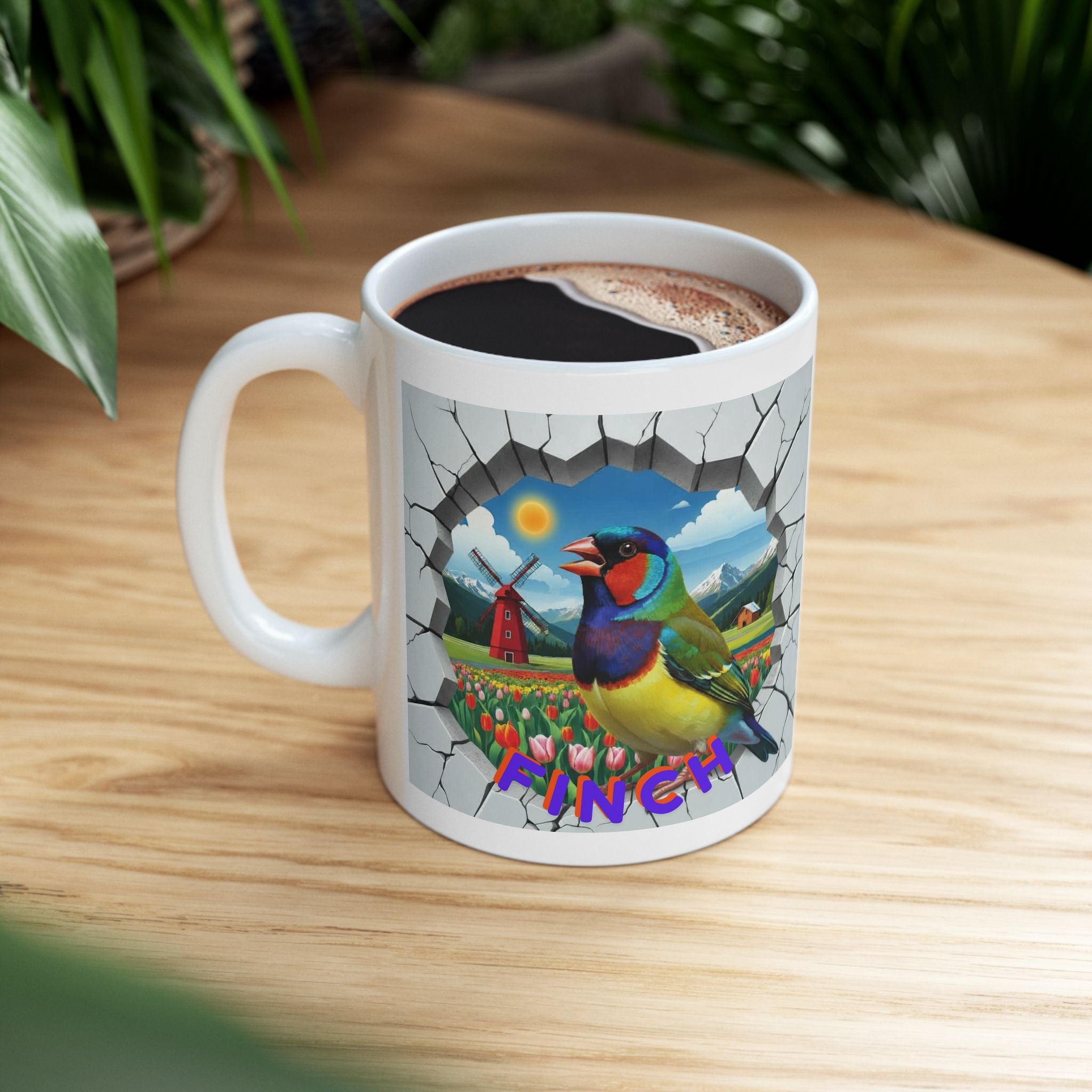 Finch Tulip Windmill Field mug