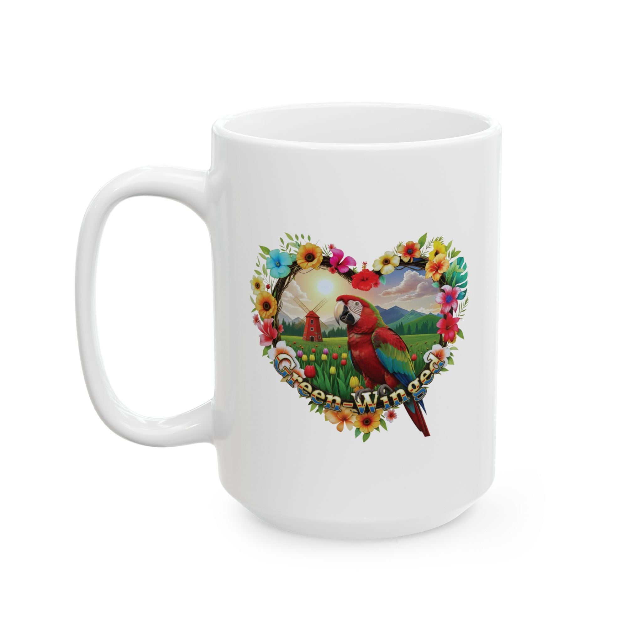 Green Winged Floral Mug