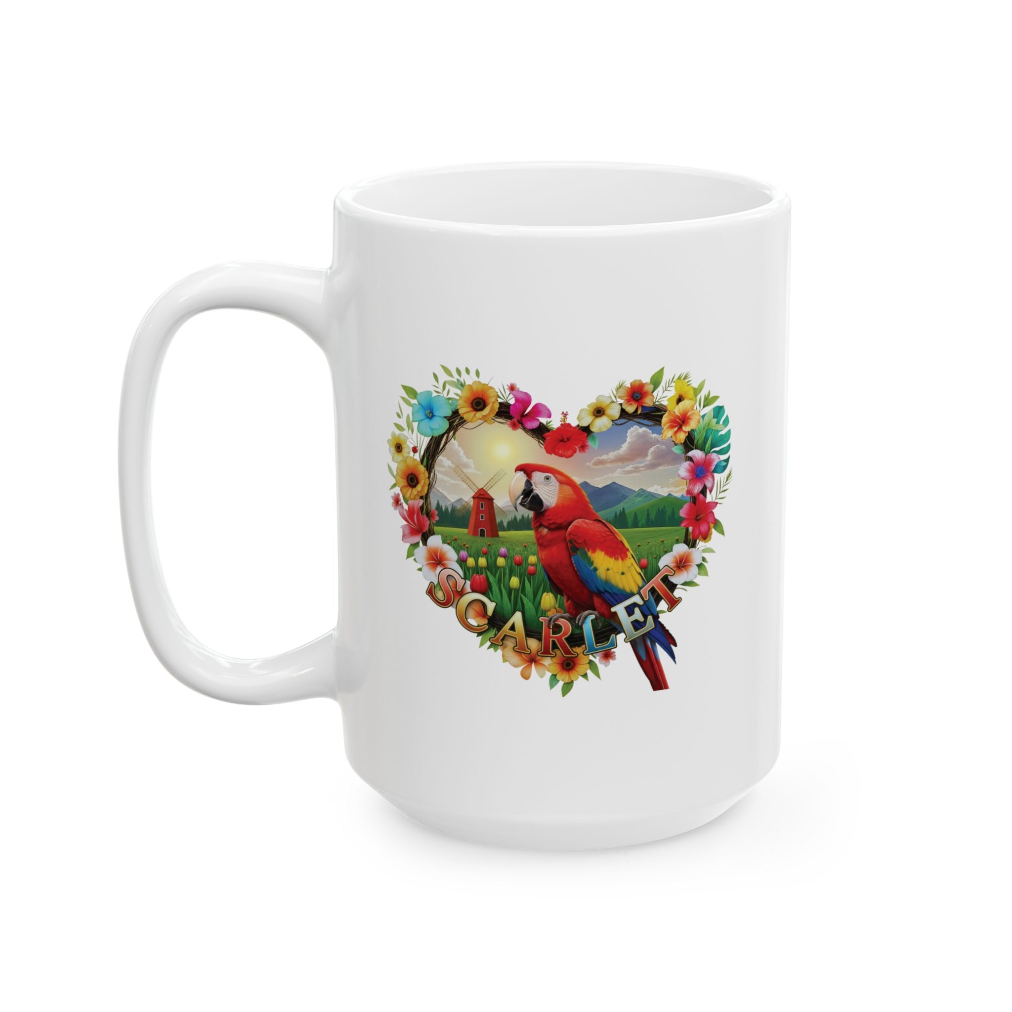 Scarlet Parrot Floral Mug