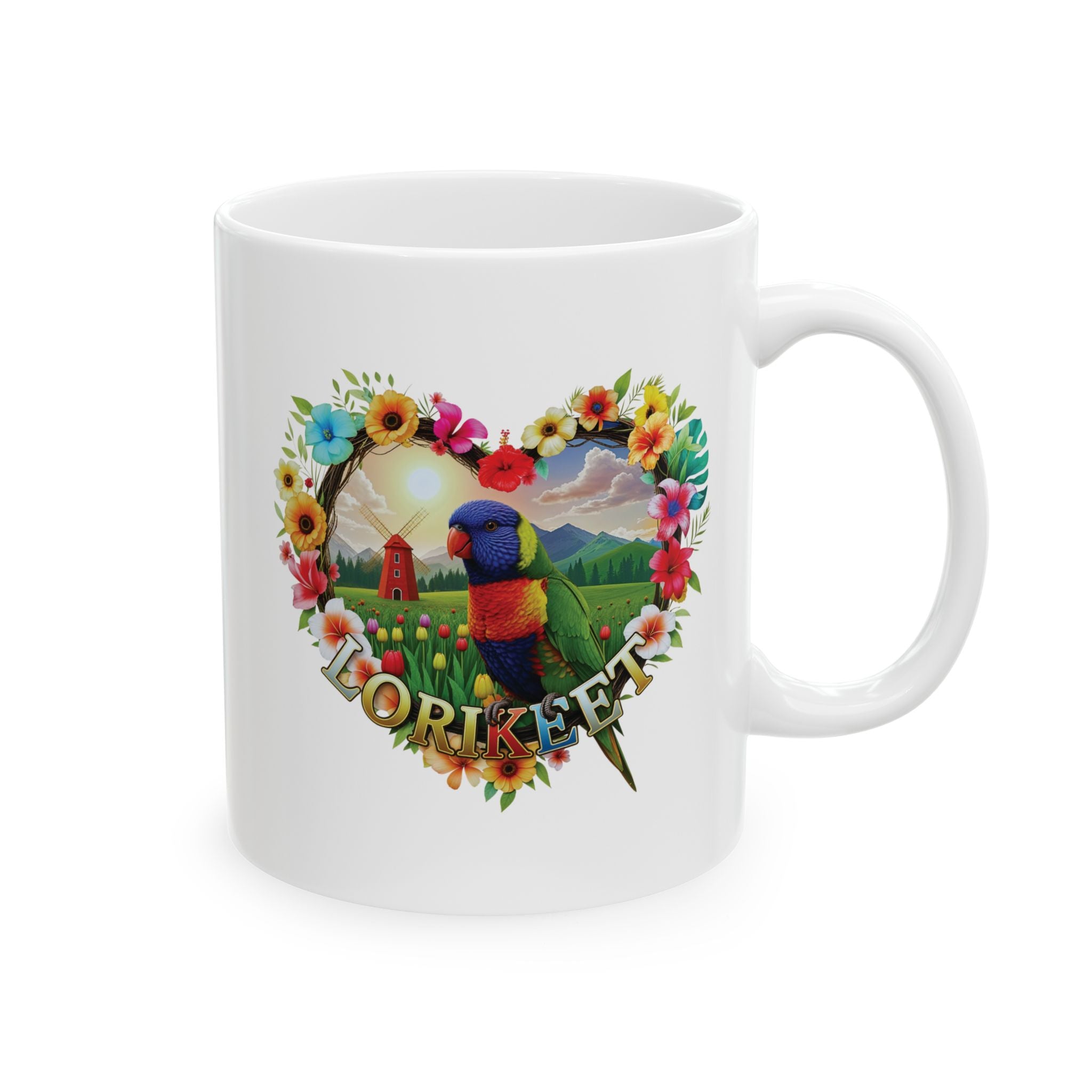 Lorikeet Heart Design Mug