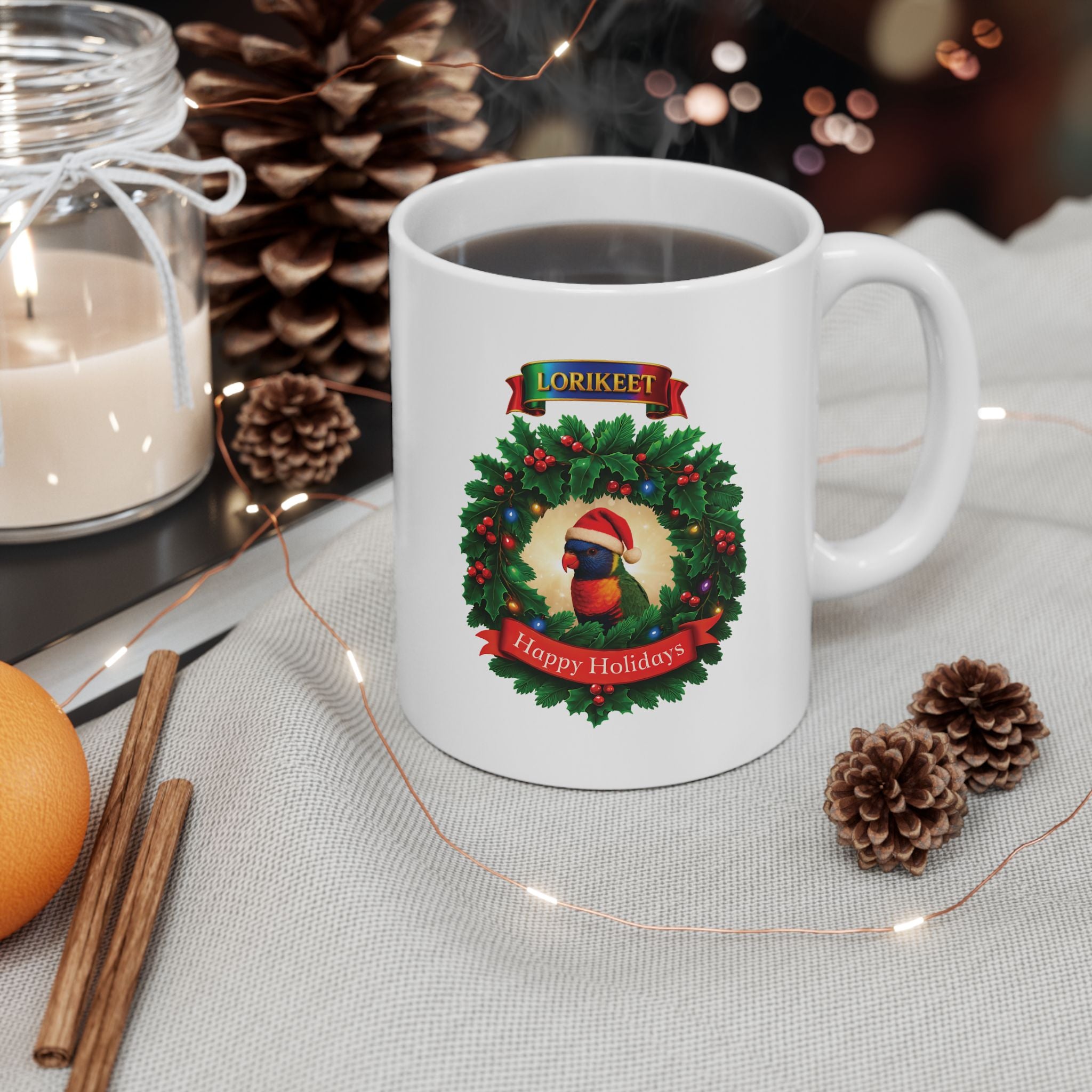 Lorikeet Happy Holidays Mug